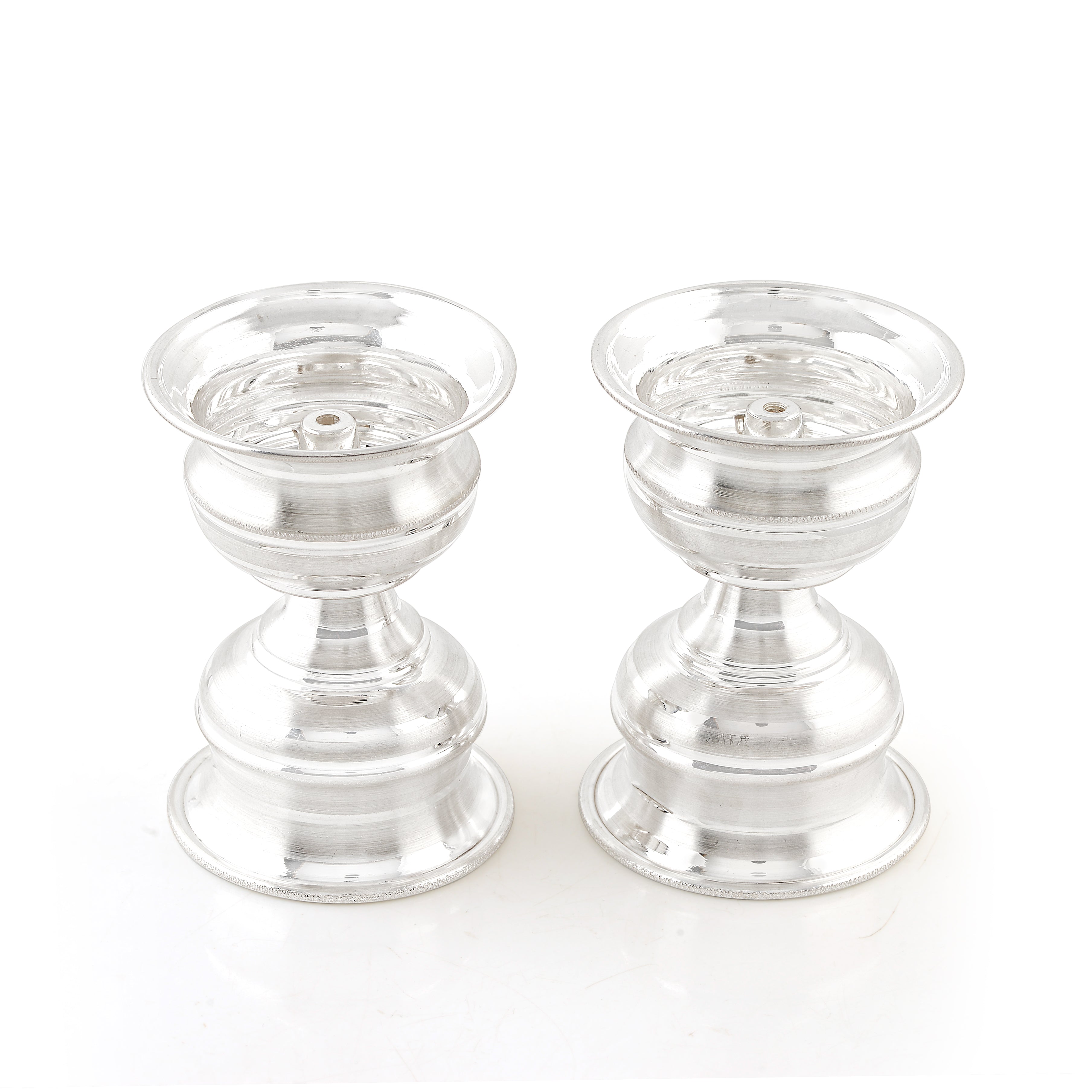 Elegant Small Silver Diya Stands Crafted in 92.5 Pure Silver