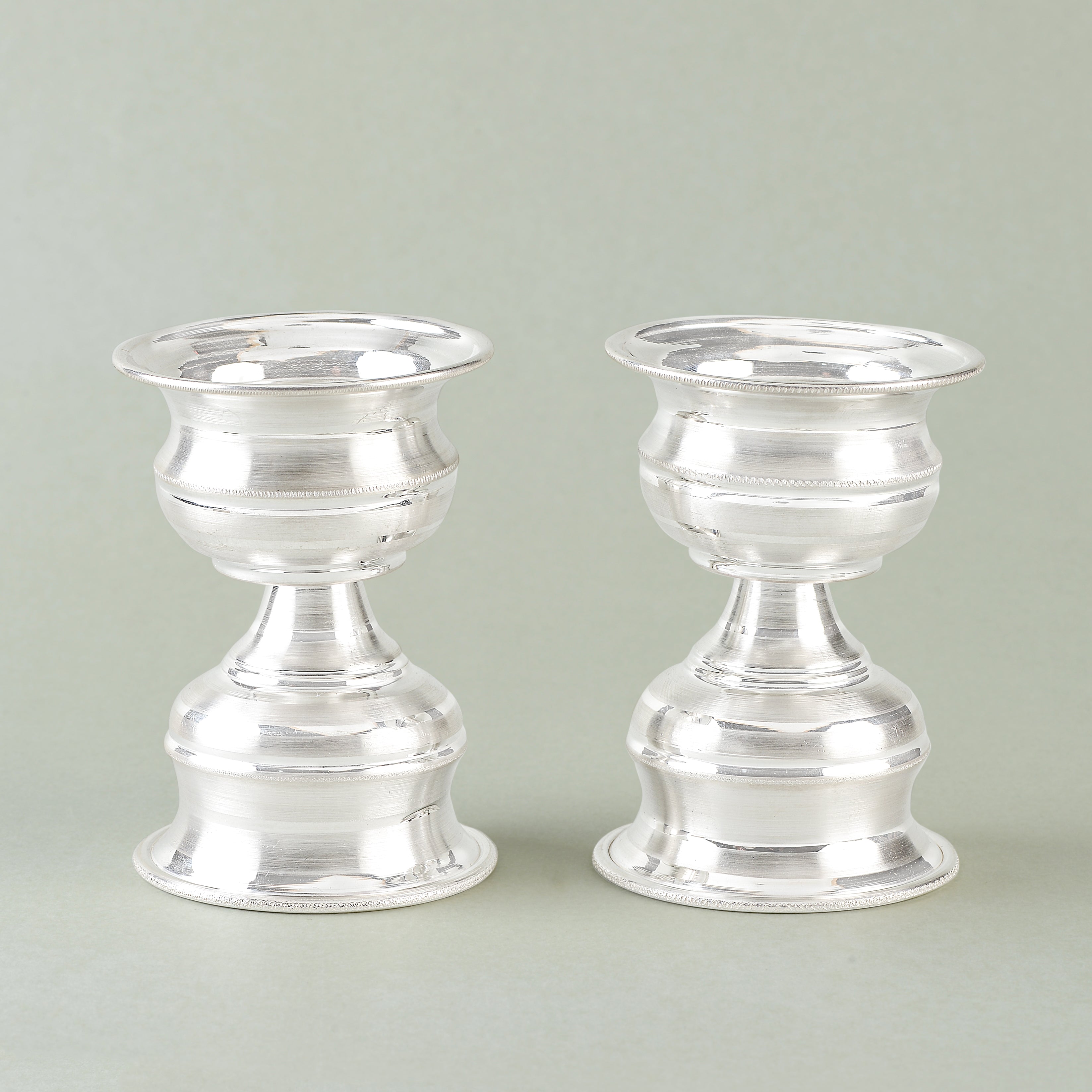 Elegant Small Silver Diya Stands Crafted in 92.5 Pure Silver