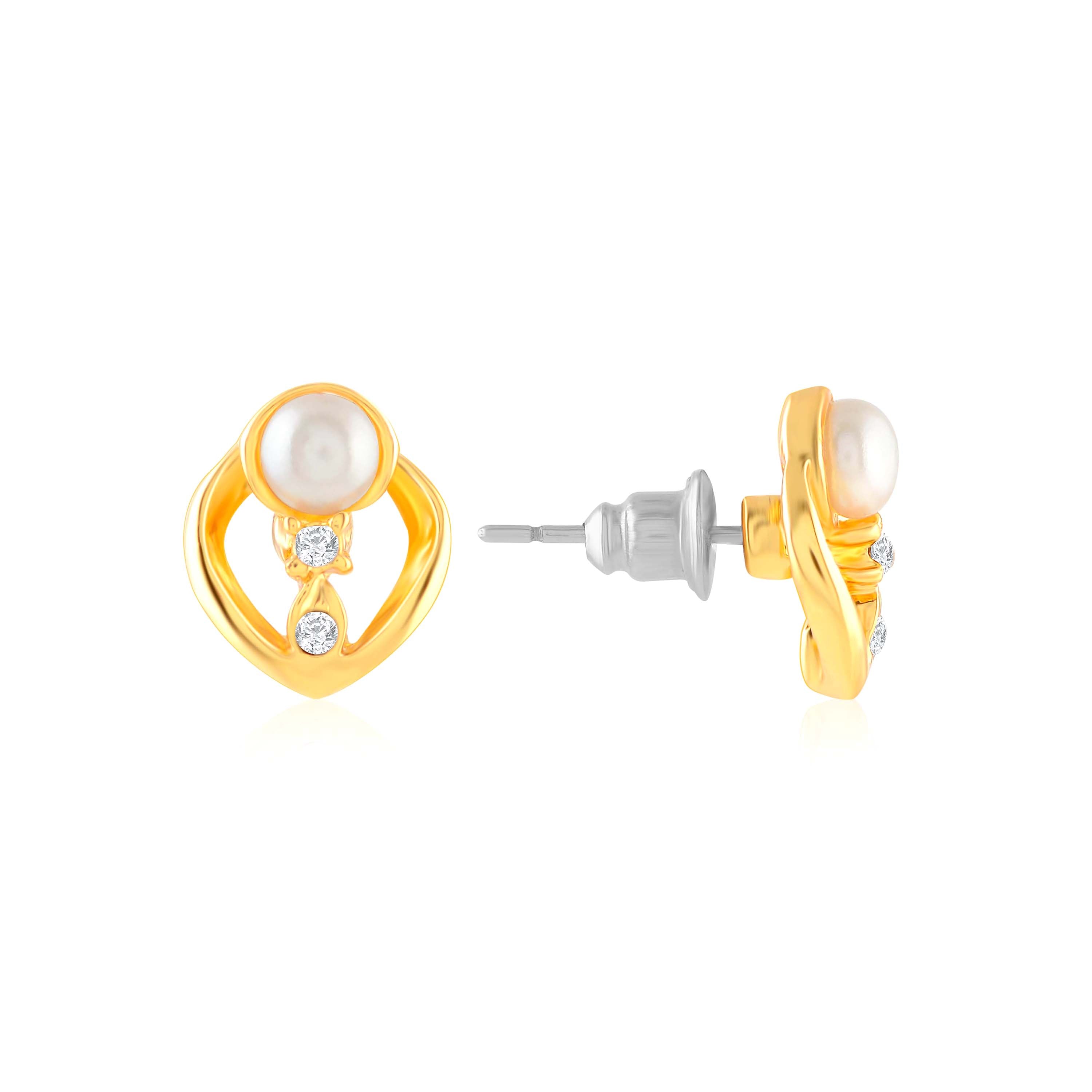 Stylish Gold Plated Pearl Studs Earrings