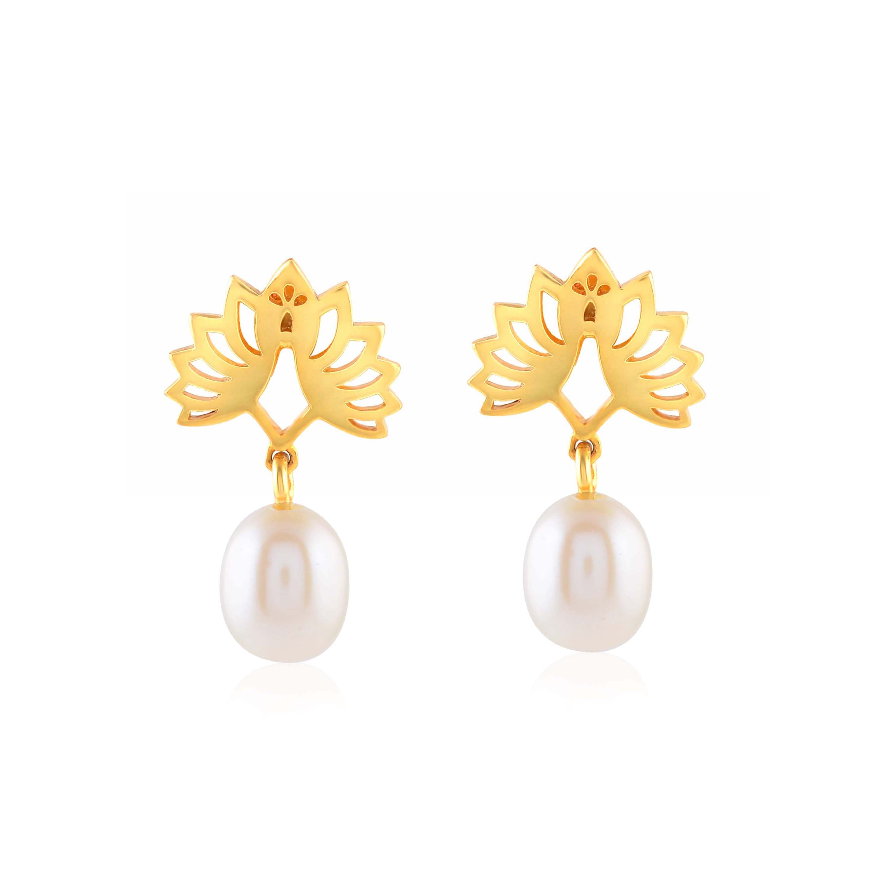 Dancing Elegance: Peacock-inspired Pearl Drop Earrings