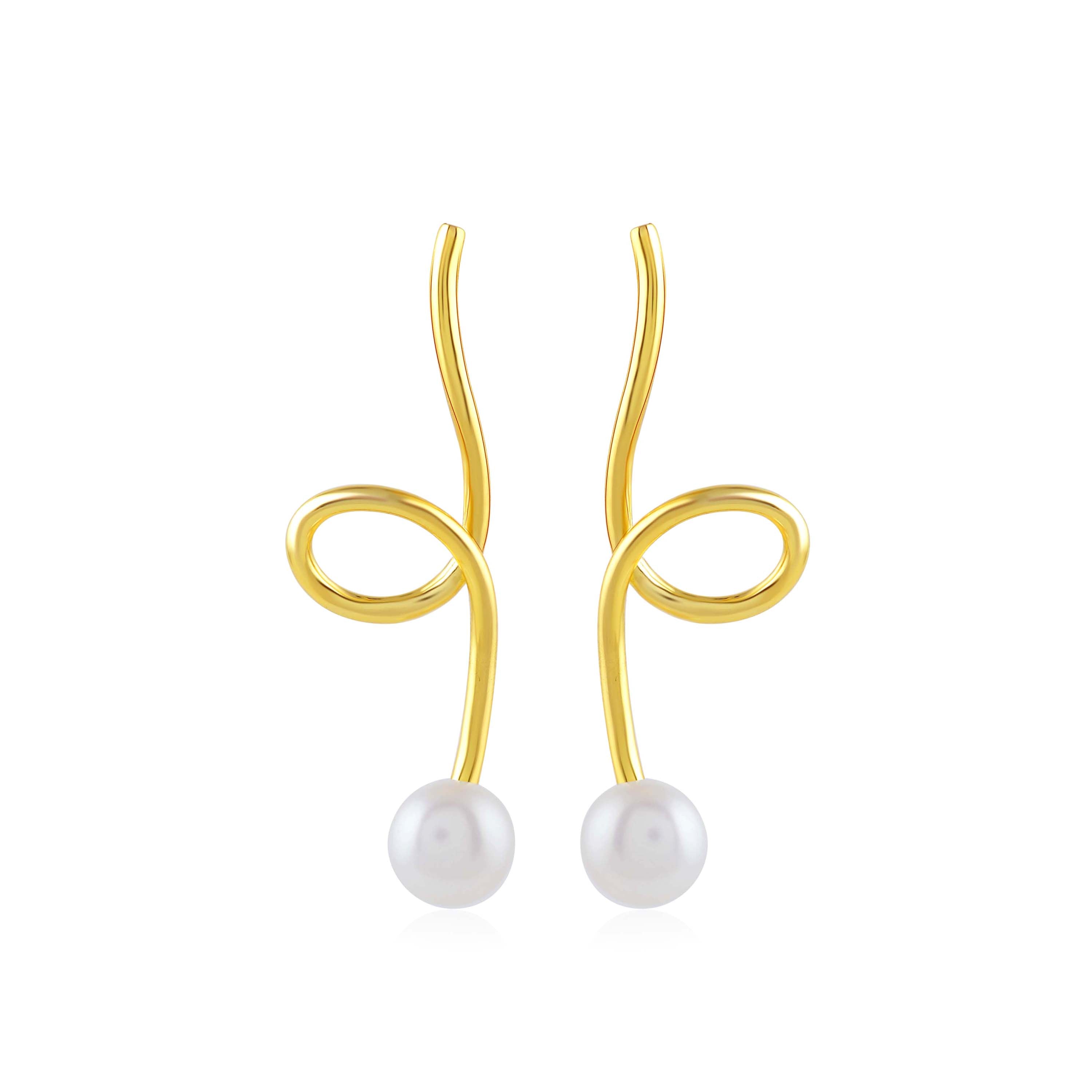 White Freshwater Pearl Thread Earrings