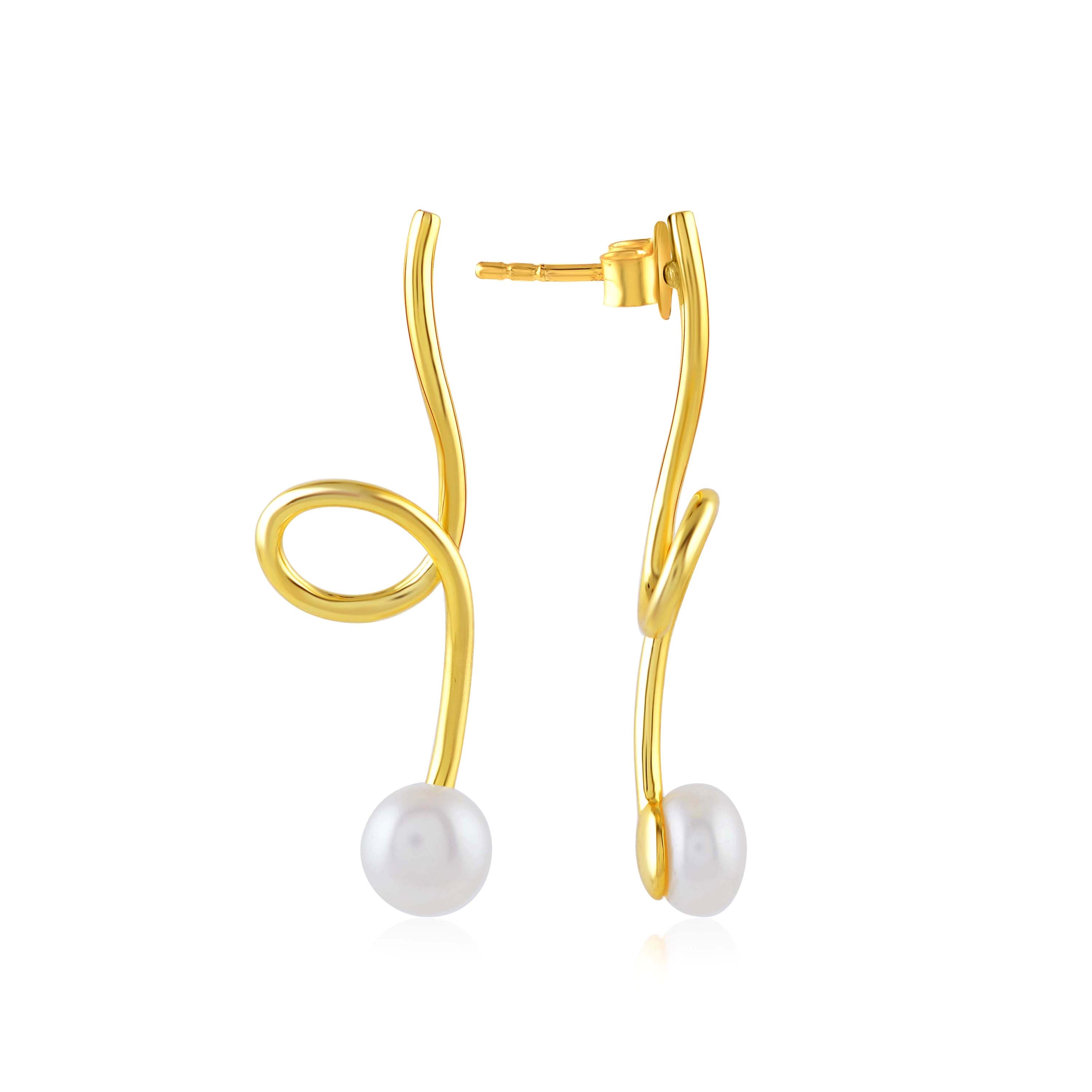 Pearl Earrings with Yellow Gold Polish