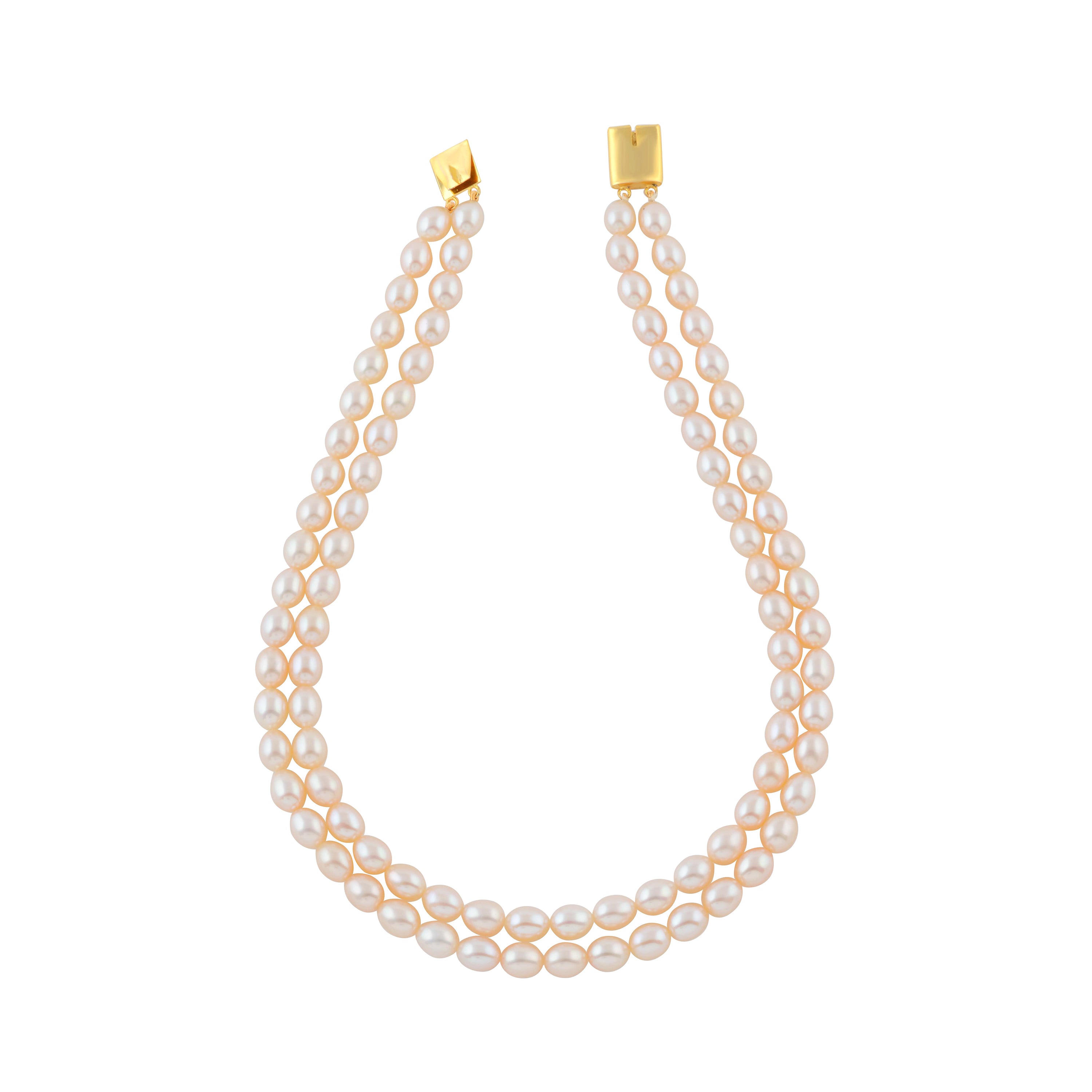 Stylish Double Line White Pearl Necklace
