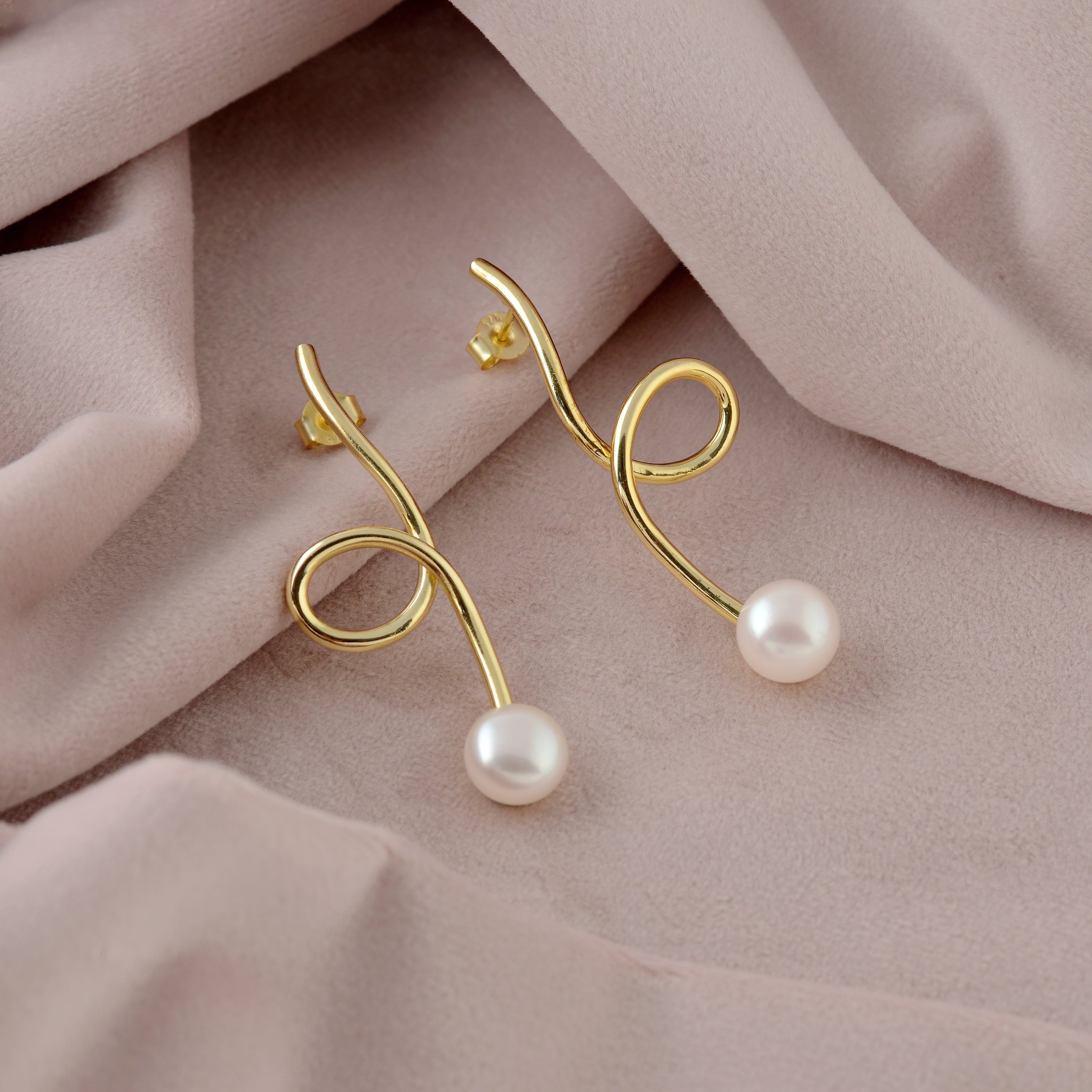 Pearl Earrings with Yellow Gold Polish - Krishna Jewellers Pearls and Gems