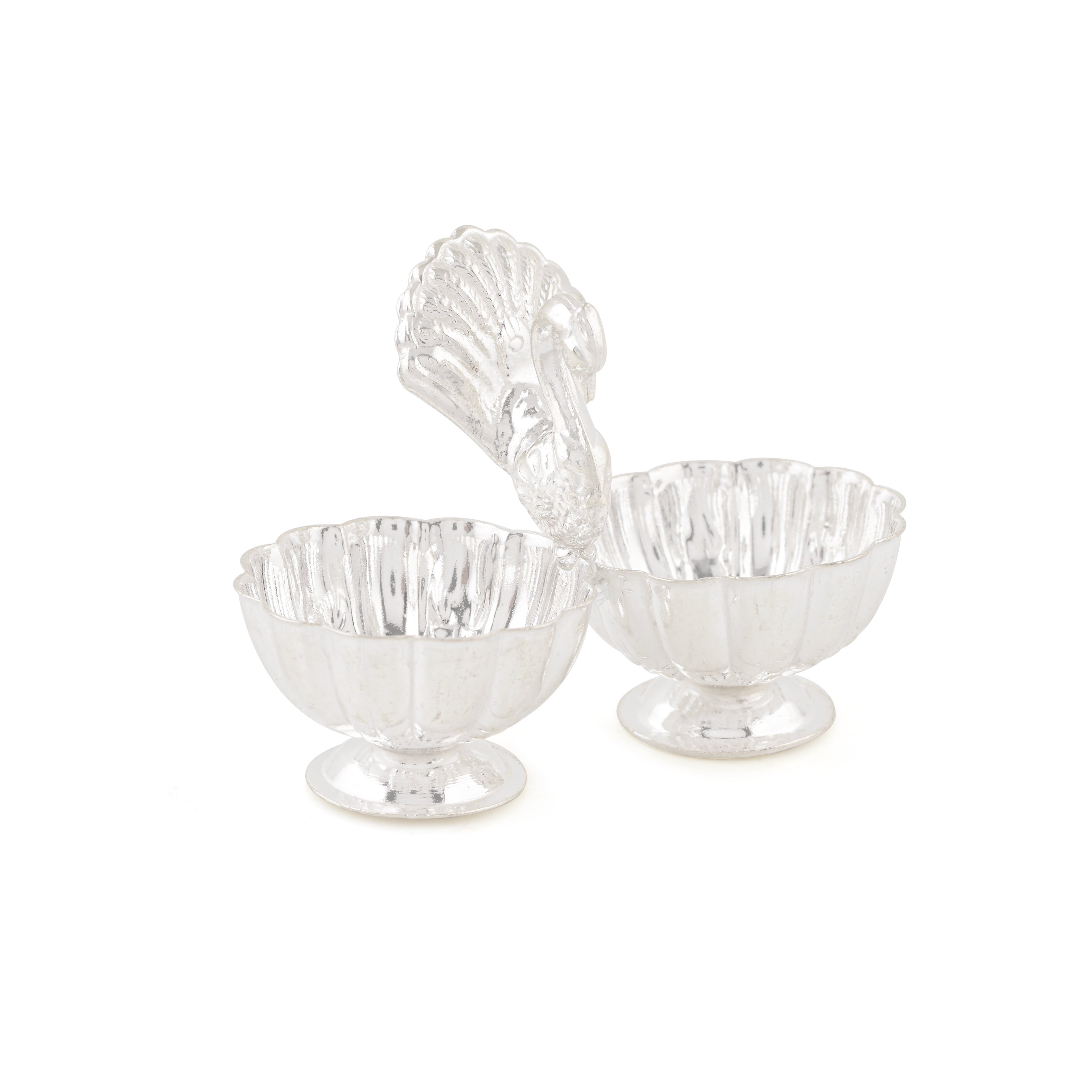 Set of 2 Silver Kumkum and Haldi Bowls