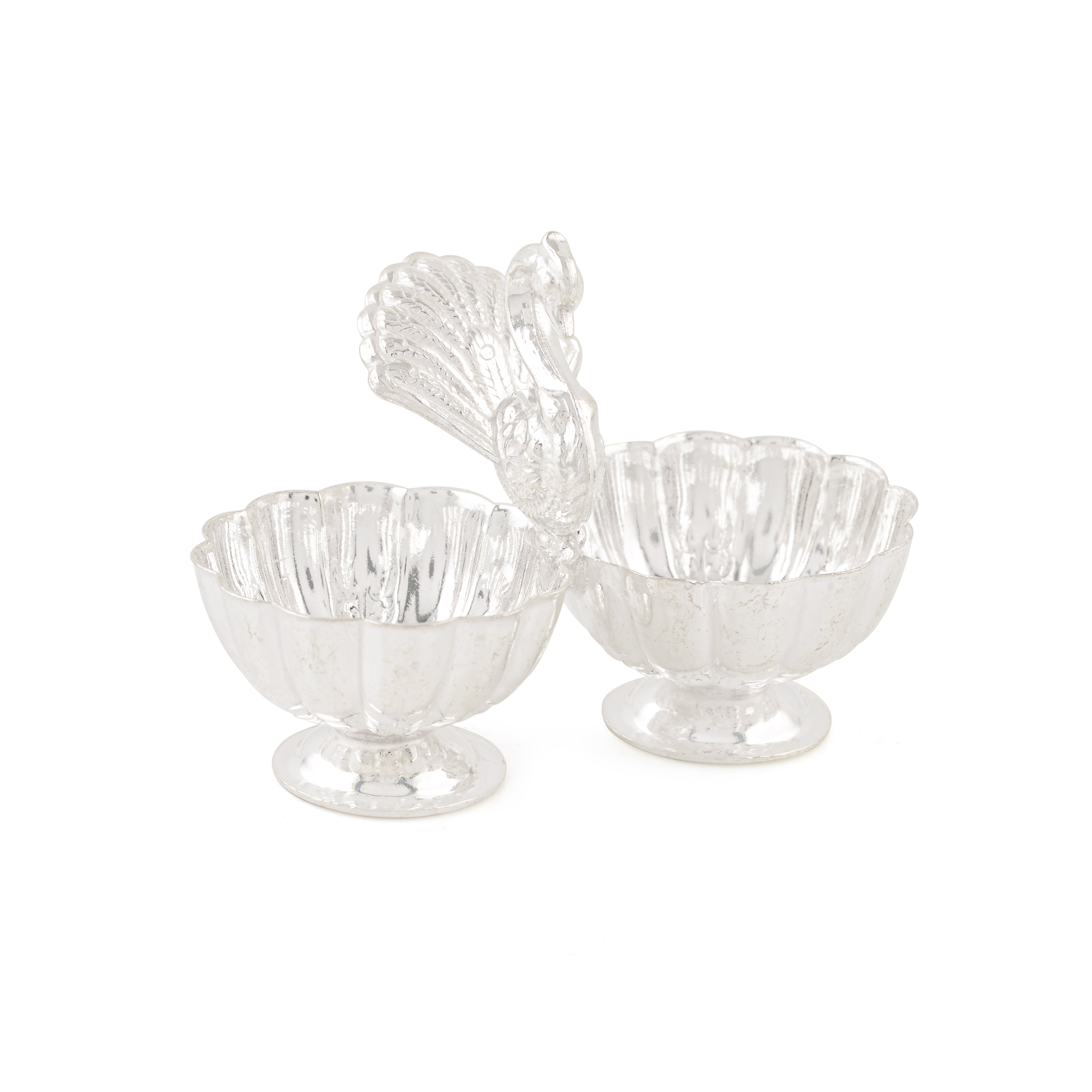 Kumkum and Haldi Bowls with Holder, Crafted in 92.5 Silver