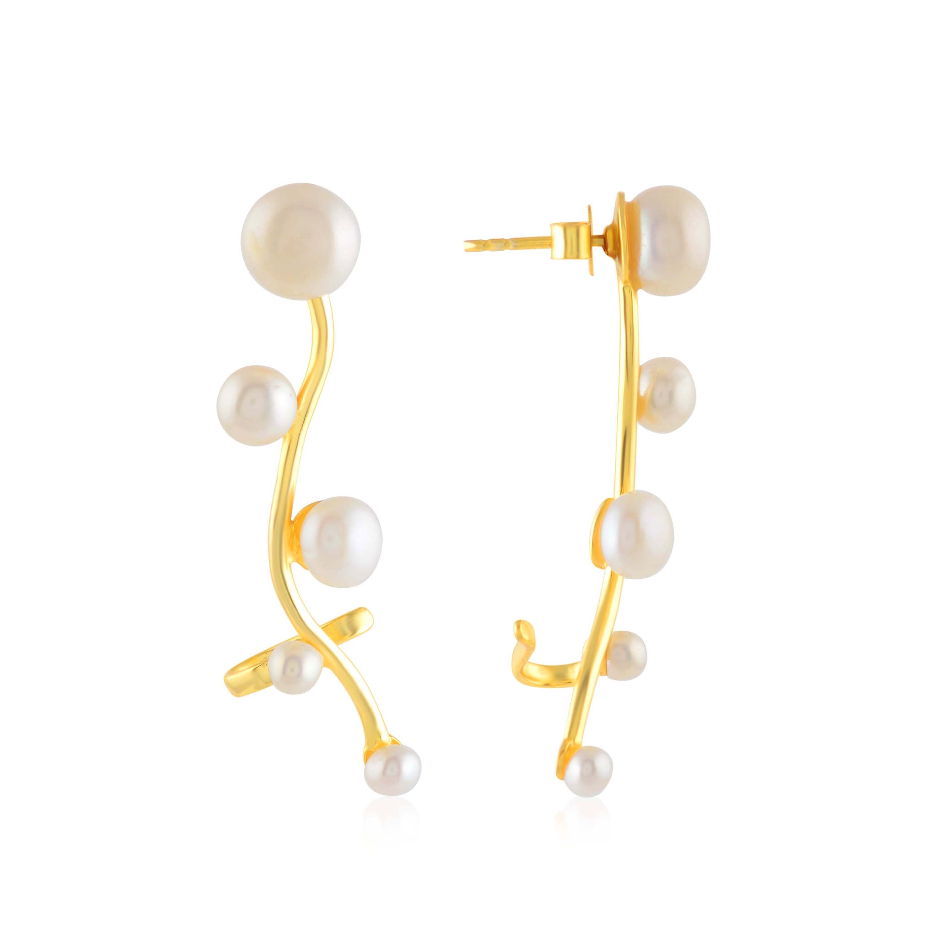 Gold-plated Modern Pearl Earring