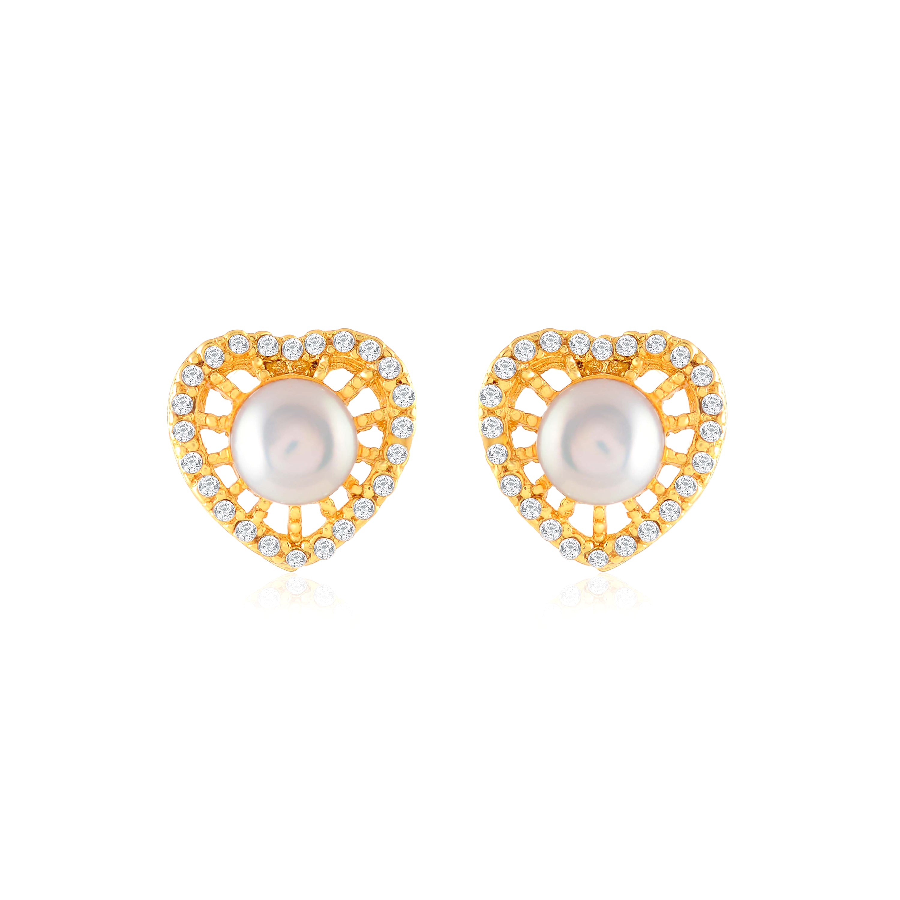Double Layer Heart Shaped Pearl Earrings With Pendant