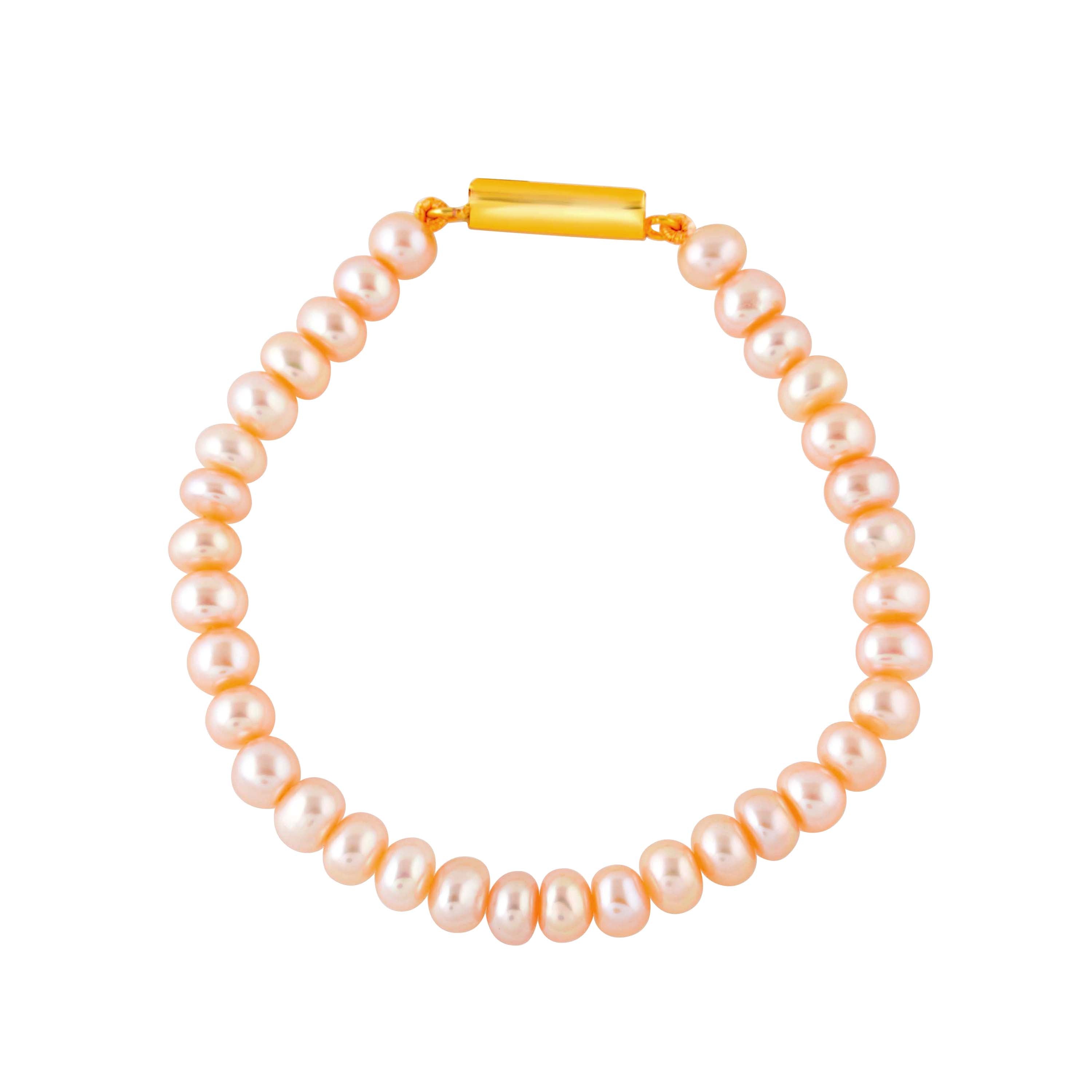 Blushing Pink Button Pearl Freshwater Bracelet