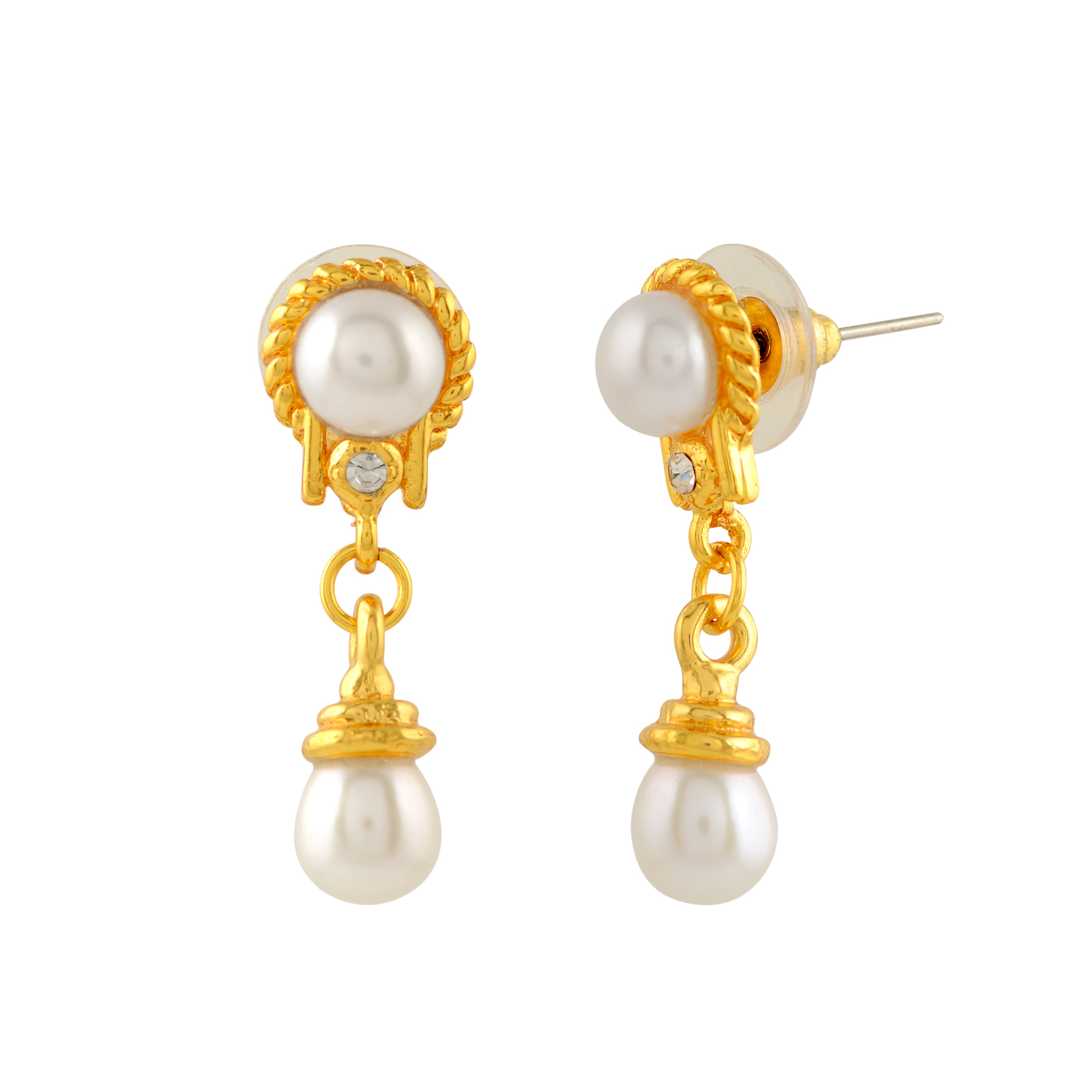 Pearl Drop Earrings with gold finish