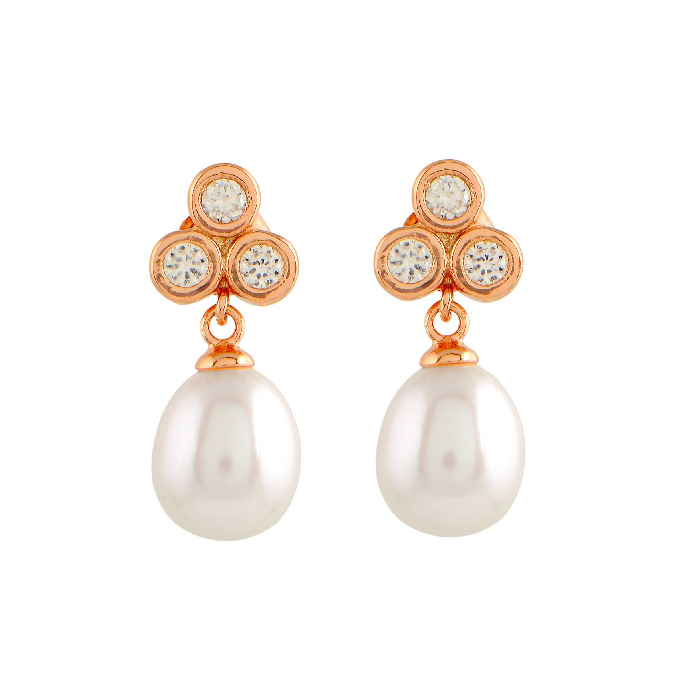 Gold-plated earrings with pearl drops.