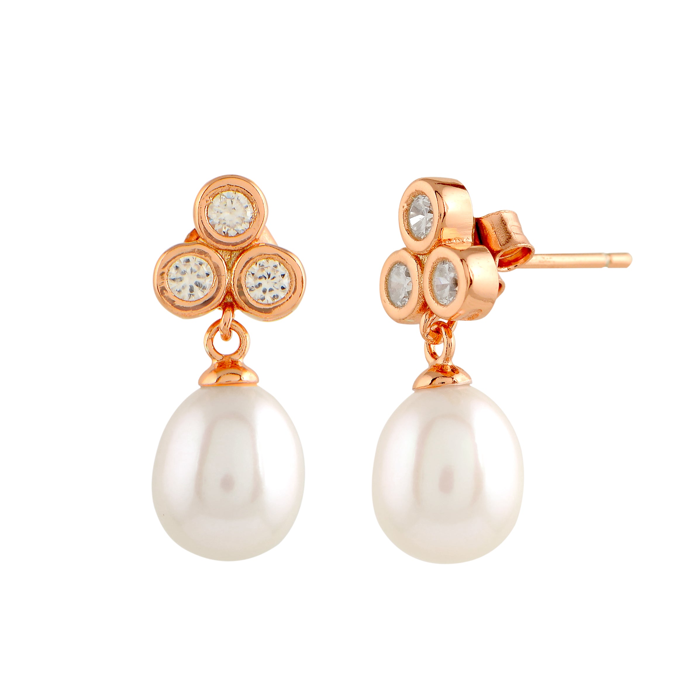 Gold-plated earrings with pearl drops.