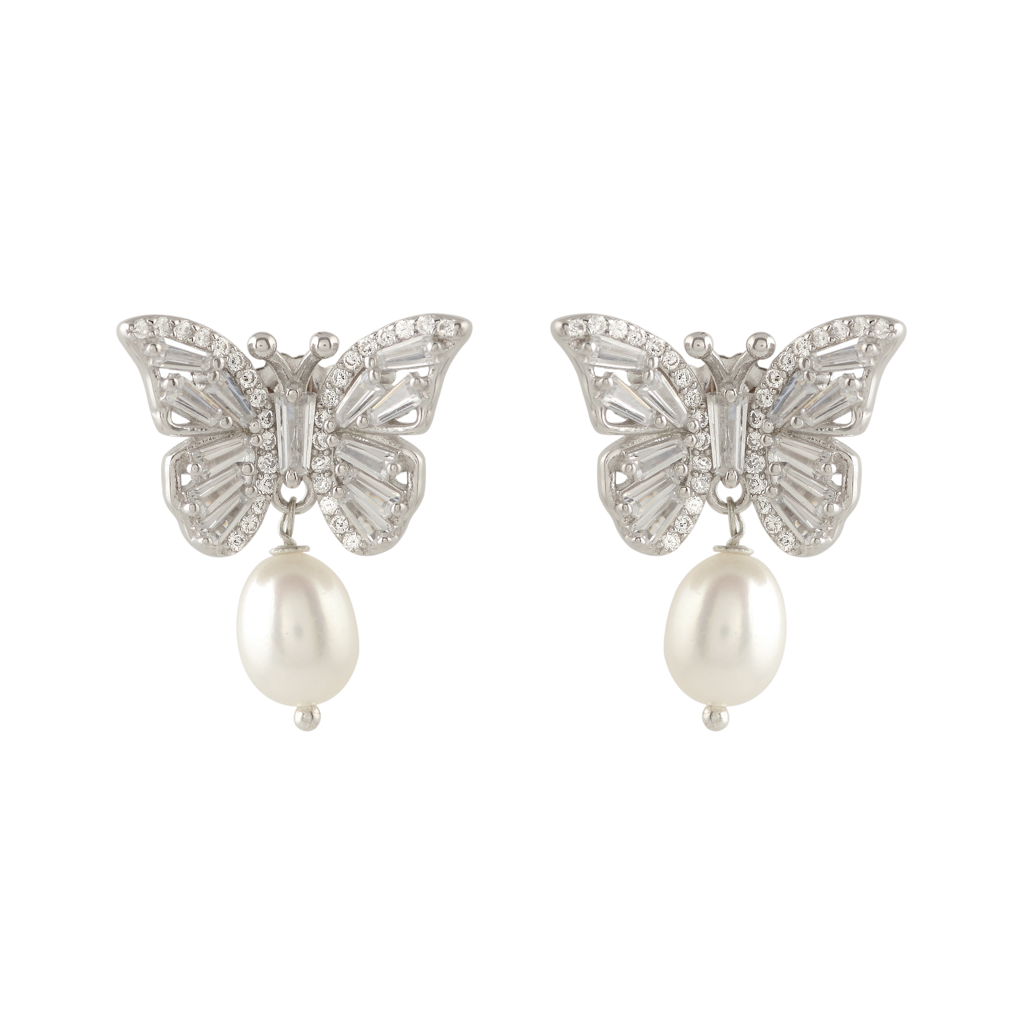 Butterfly Motif Pearl Drop earrings