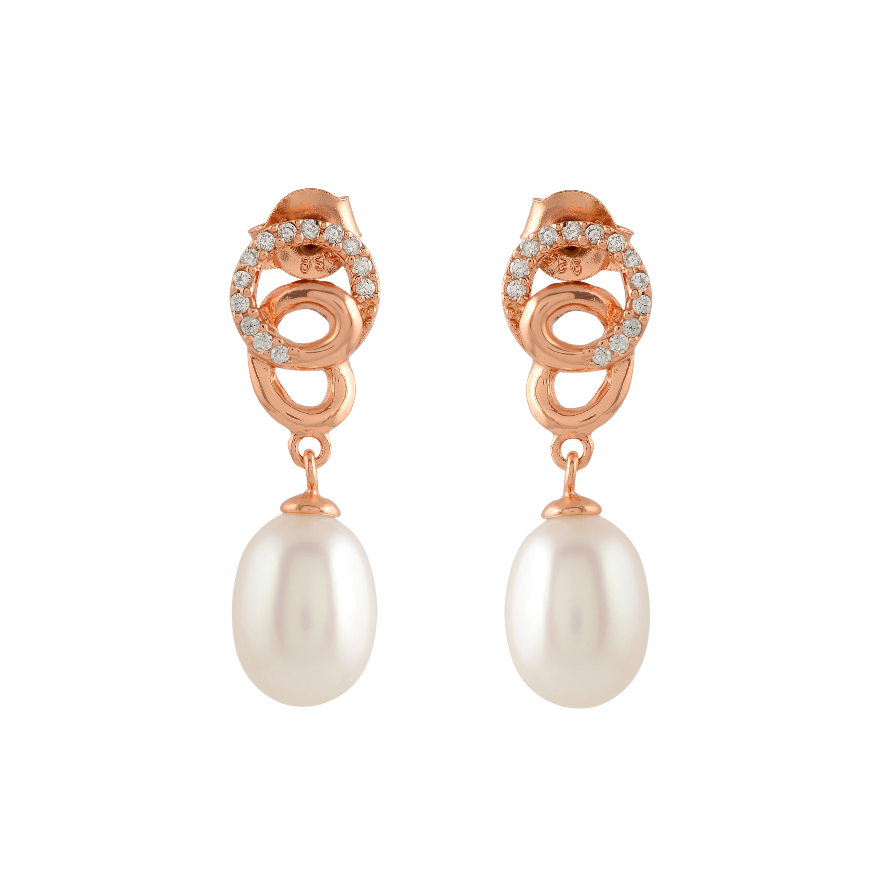 Rope knot gold earrings with pearls