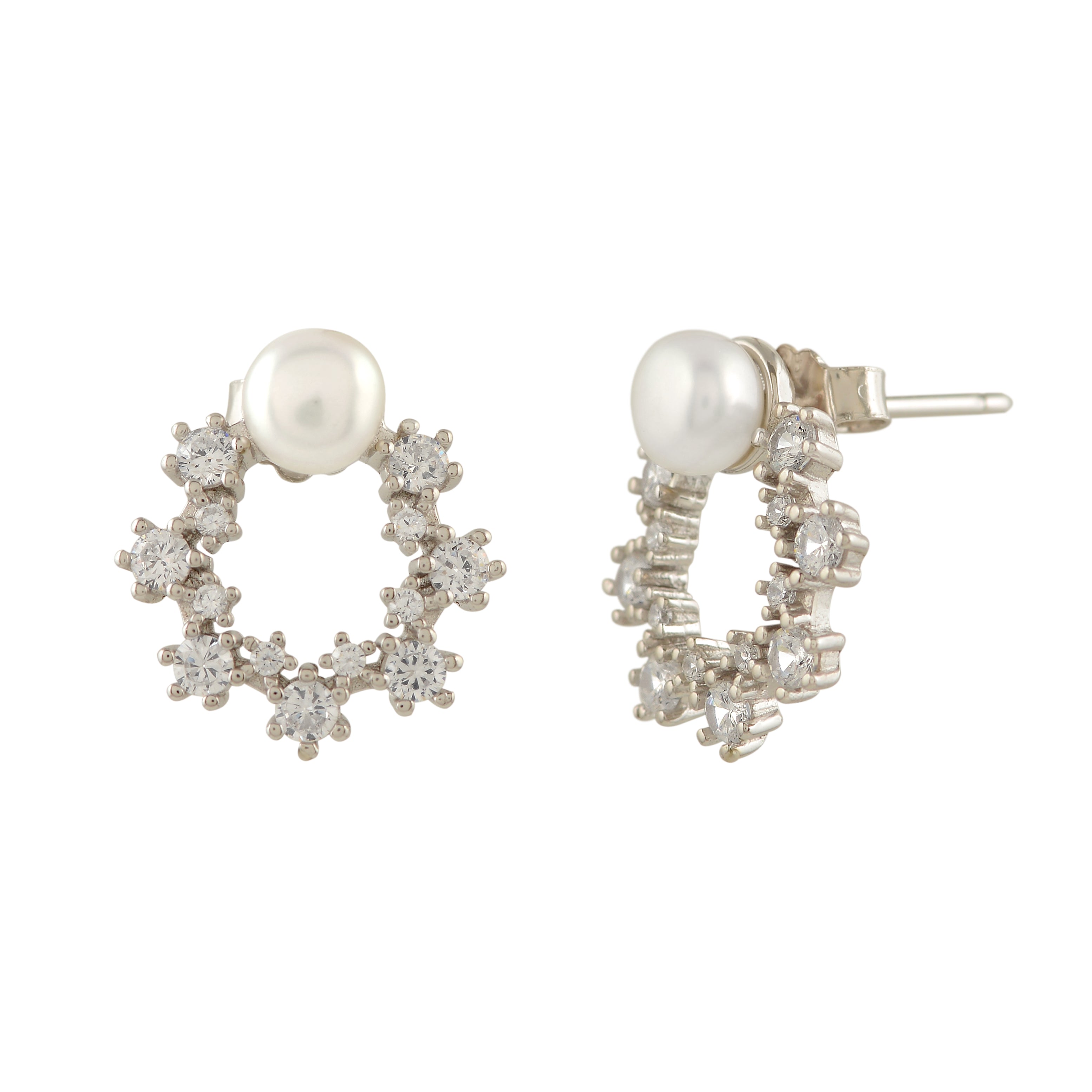 Pearl Bloom Silver Earrings