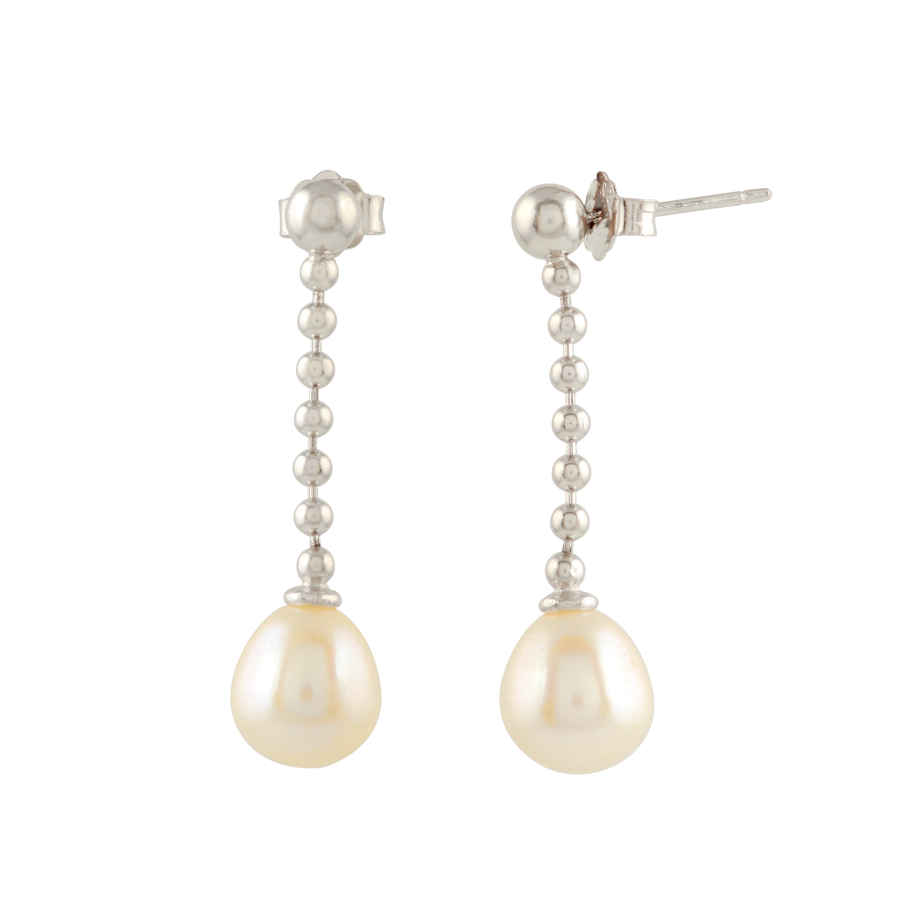 Silver Pearl Drop Earring