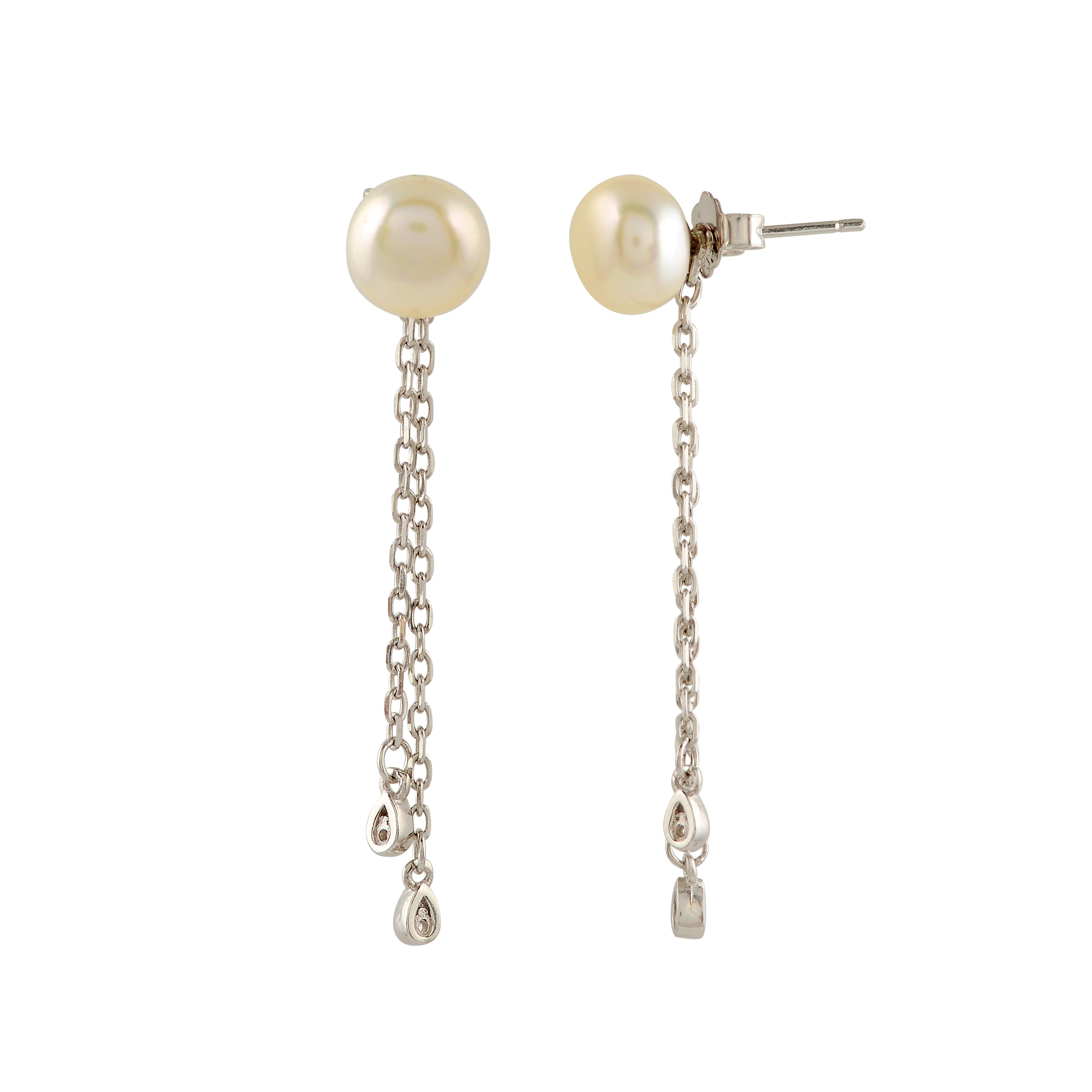 Gold-plated studs with dangling chains.