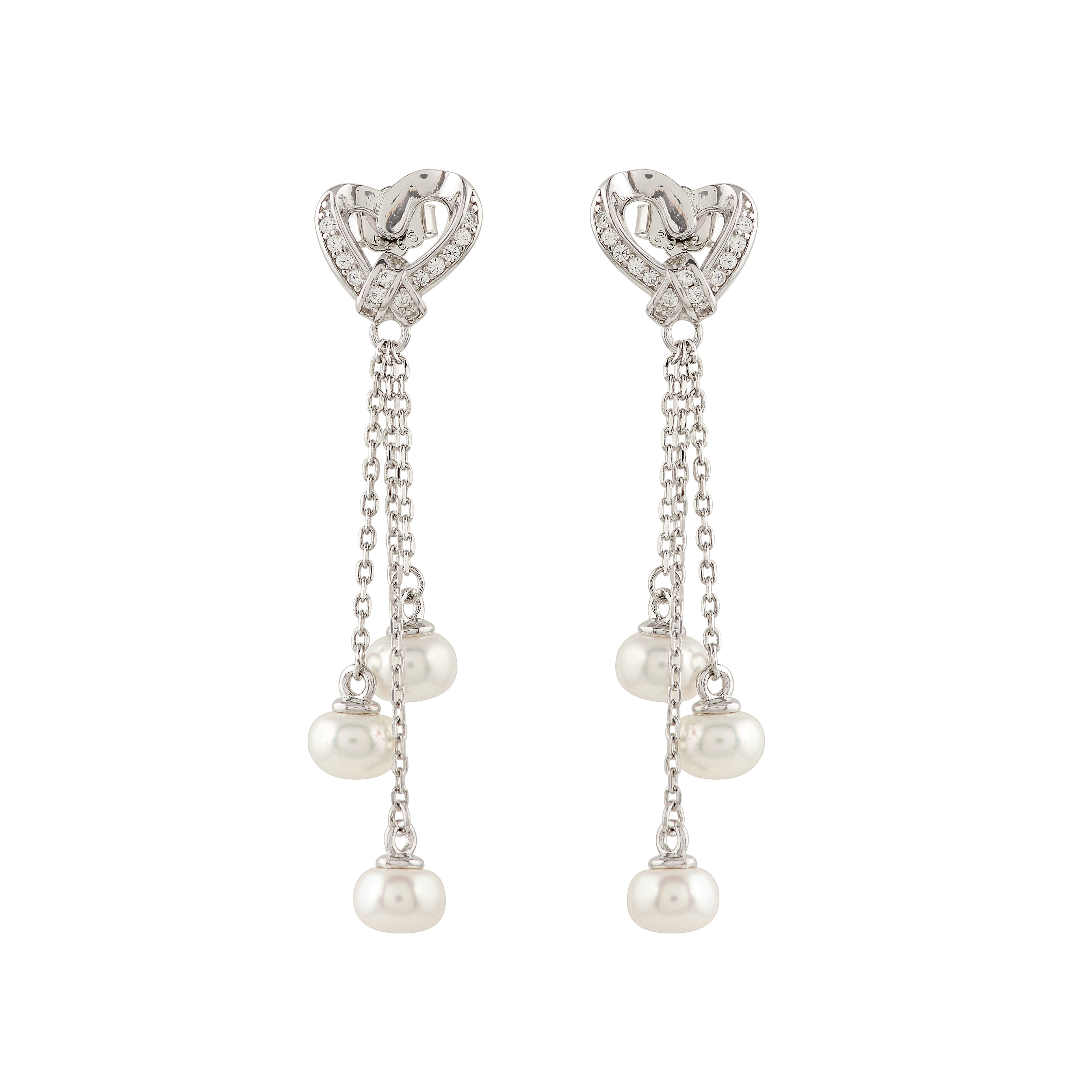 Heart Pearl Drop Earrings