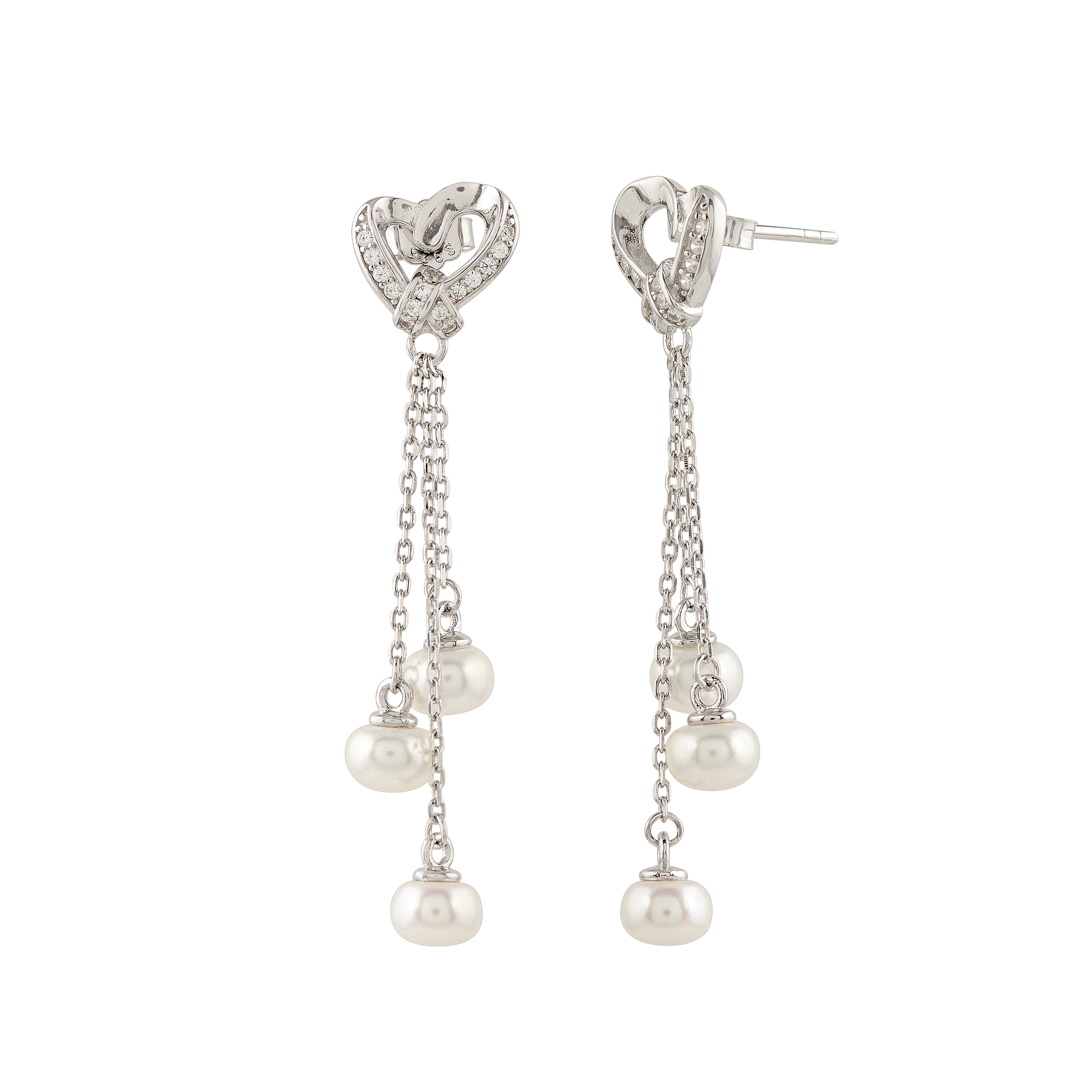 Heart Pearl Drop Earrings