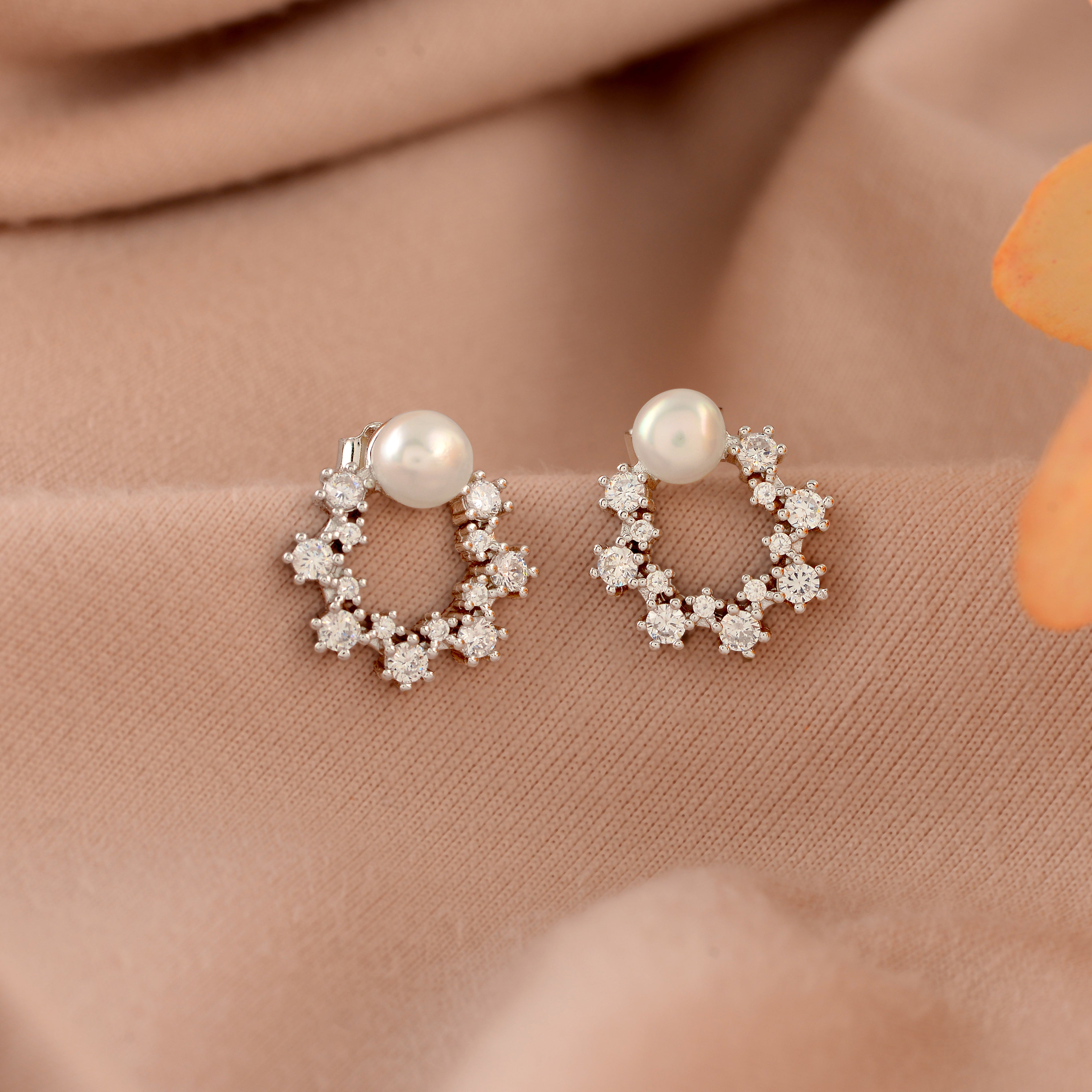 Pearl Bloom Silver Earrings