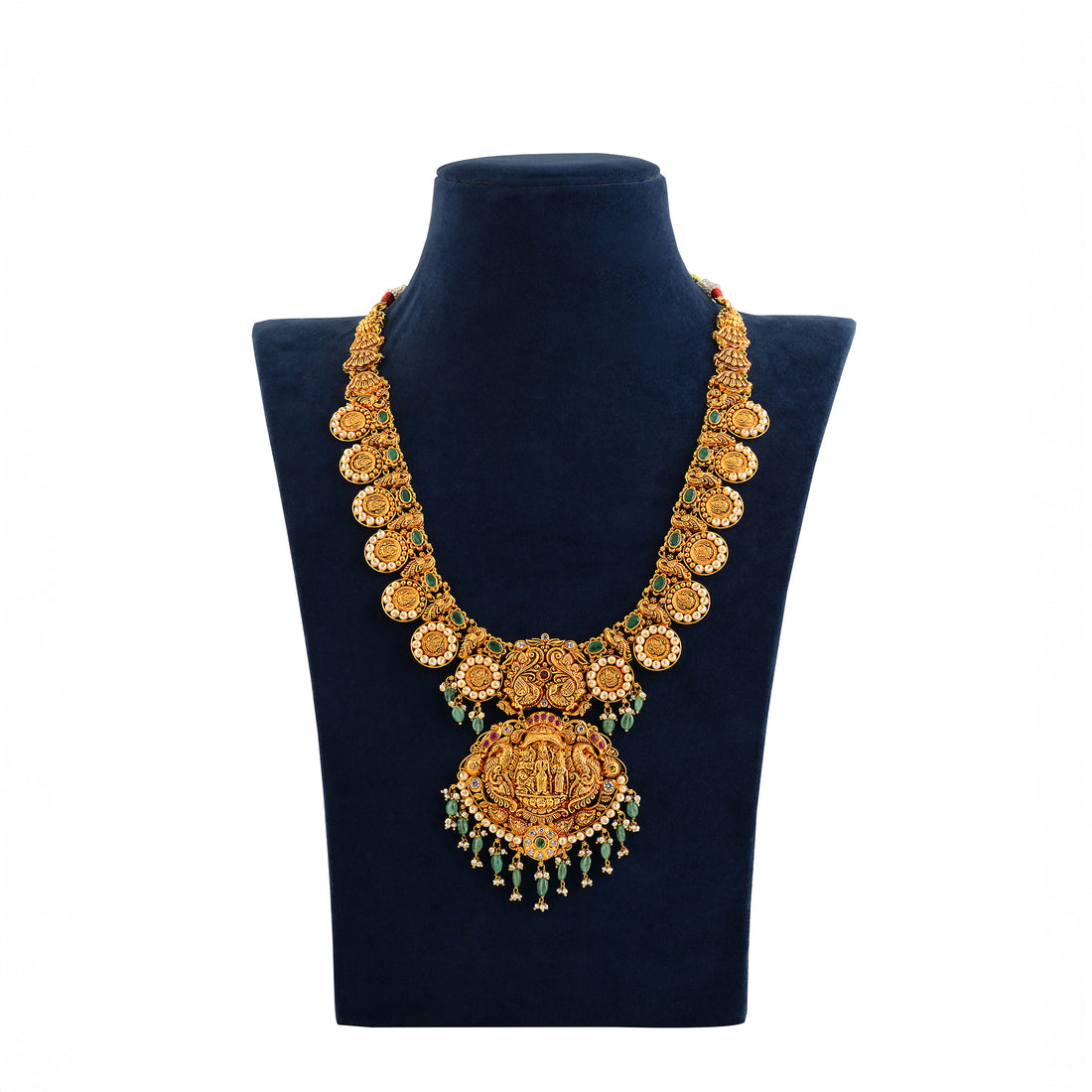 22K Gold Rama Parivar Necklace Traditional Hindu Family Pendant