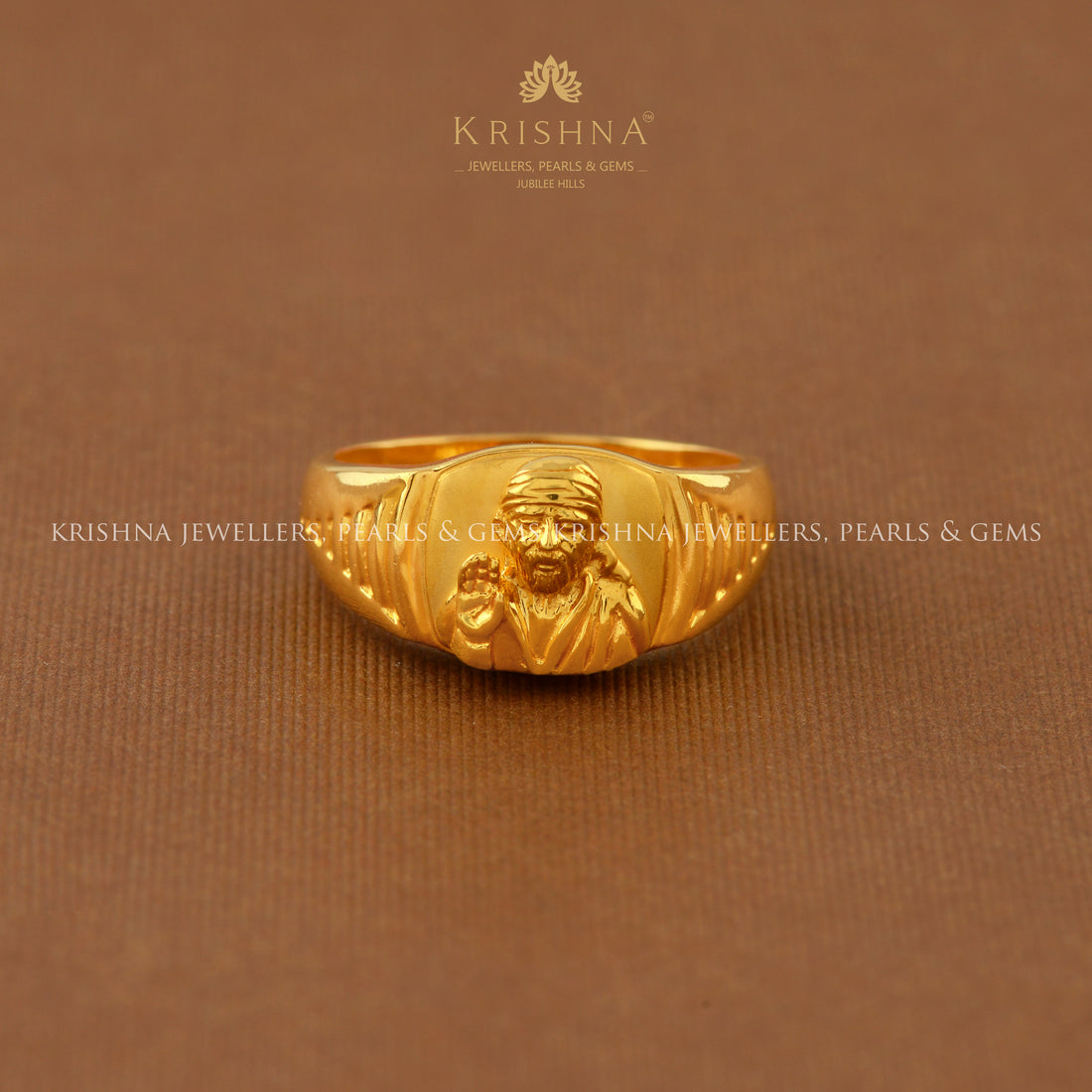 22K Gold Finger Ring in Saibaba Motif - Krishna Jewellers Pearls and Gems