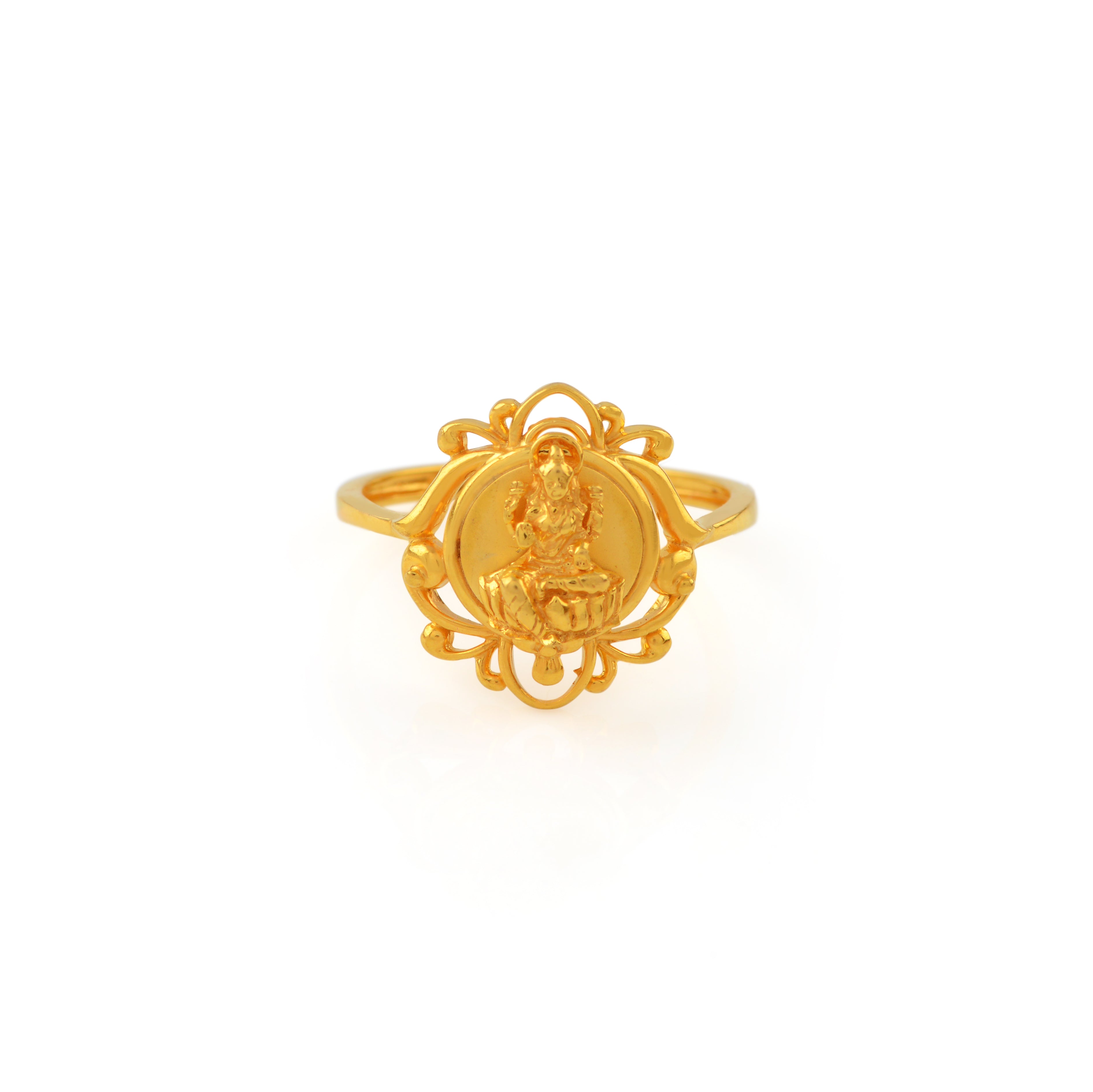 Gold Finger Ring With Laxmi Design