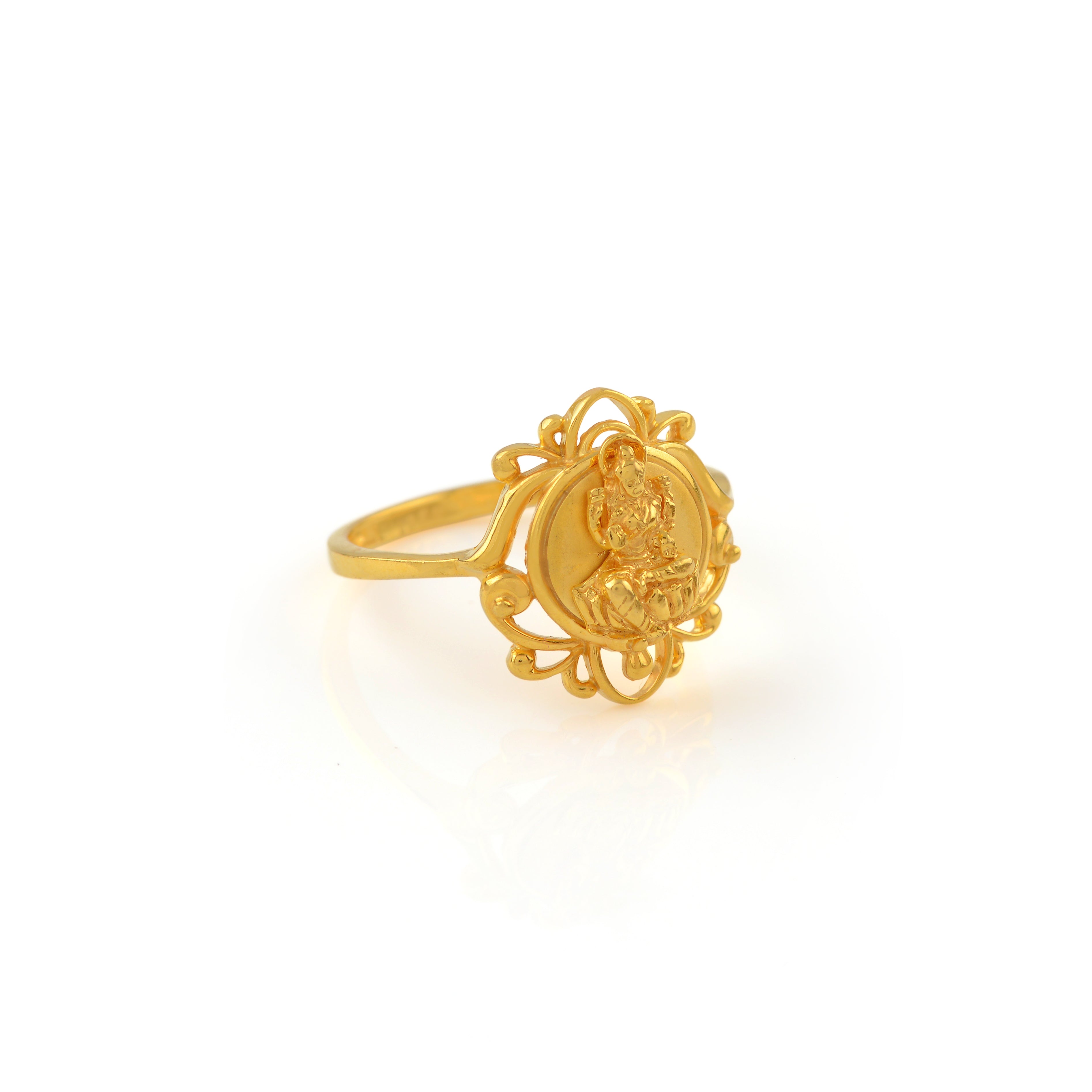 Gold Finger Ring With Laxmi Design - Krishna Jewellers Pearls and Gems
