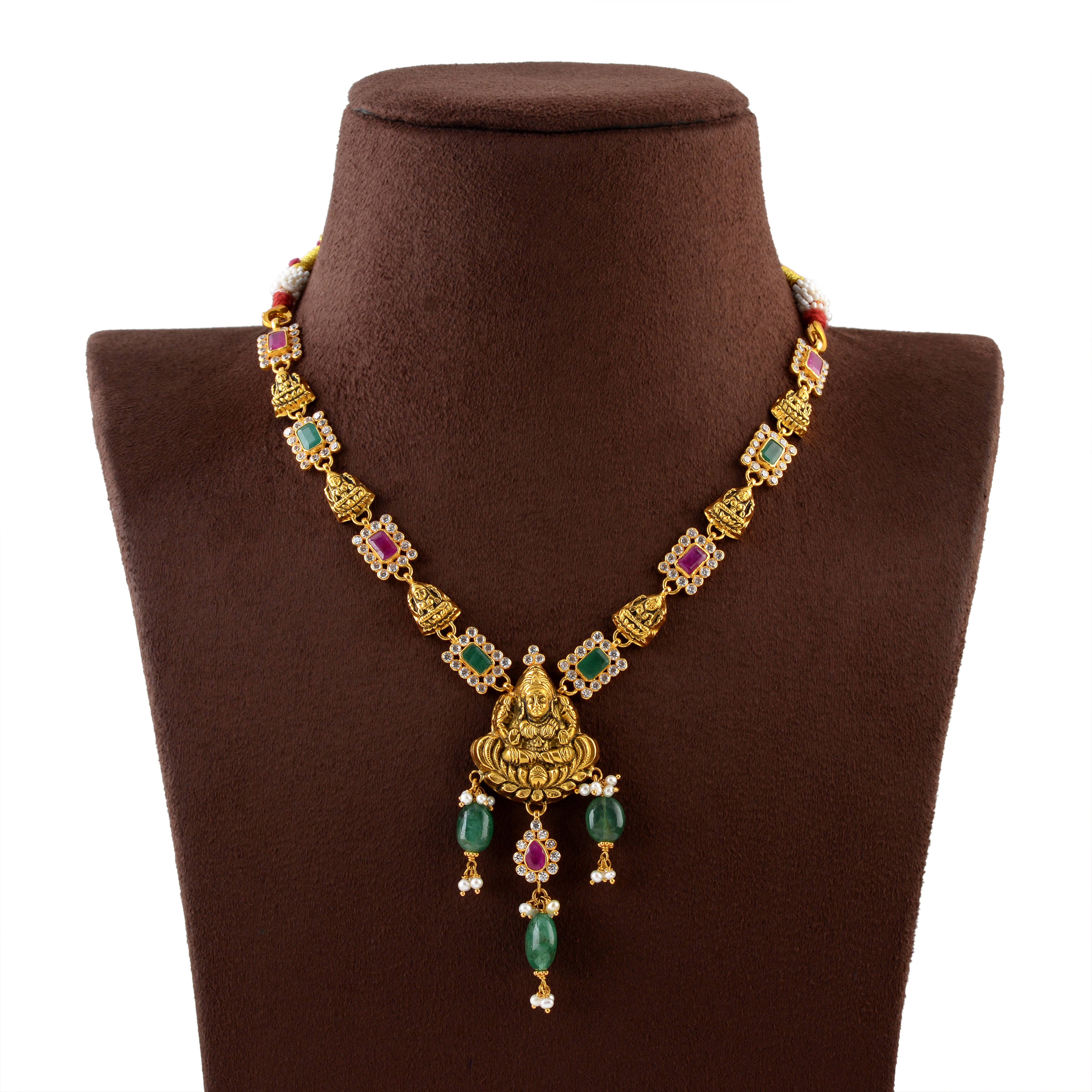 22K Gold Necklace With Laxmi Pendant