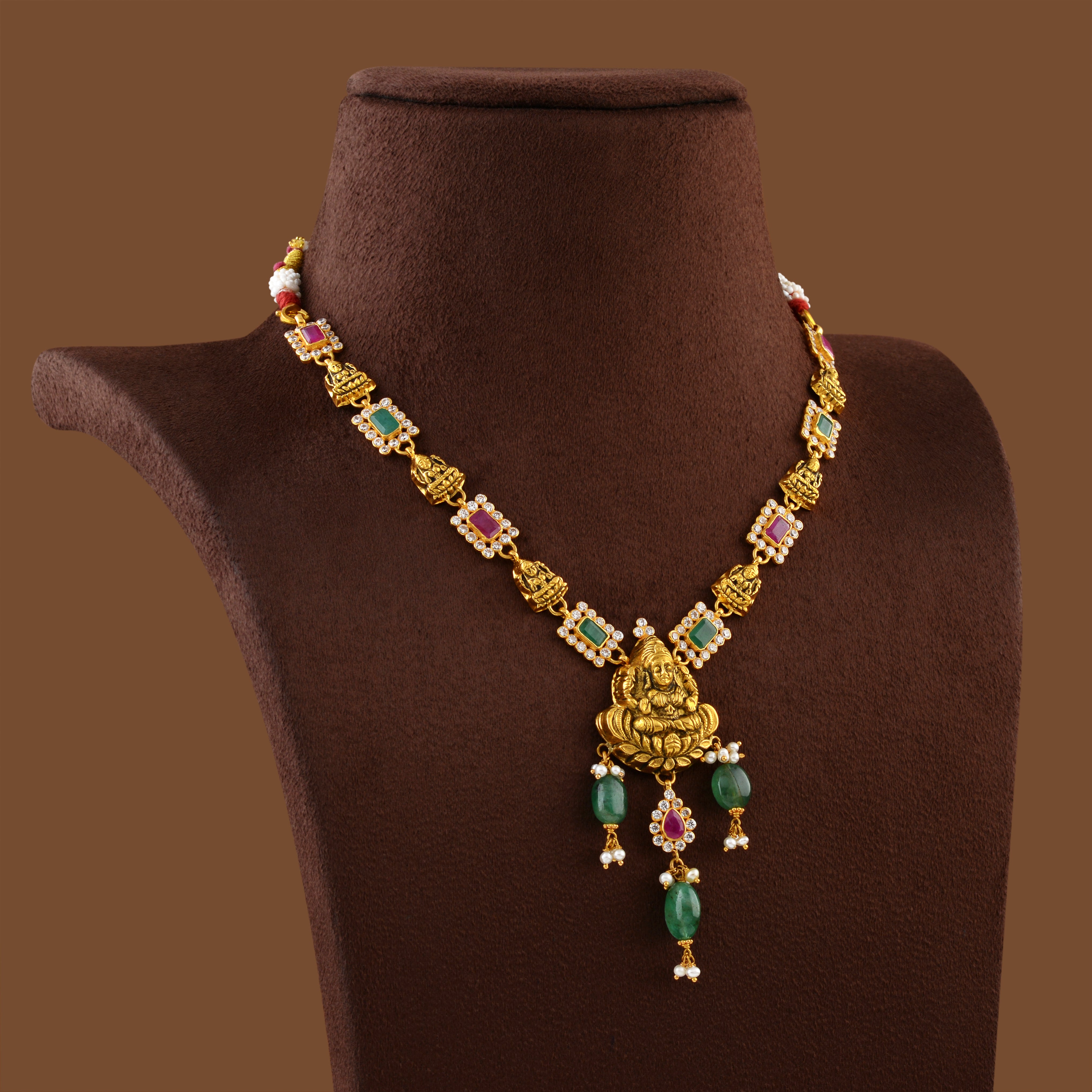 22K Gold Necklace With Laxmi Pendant