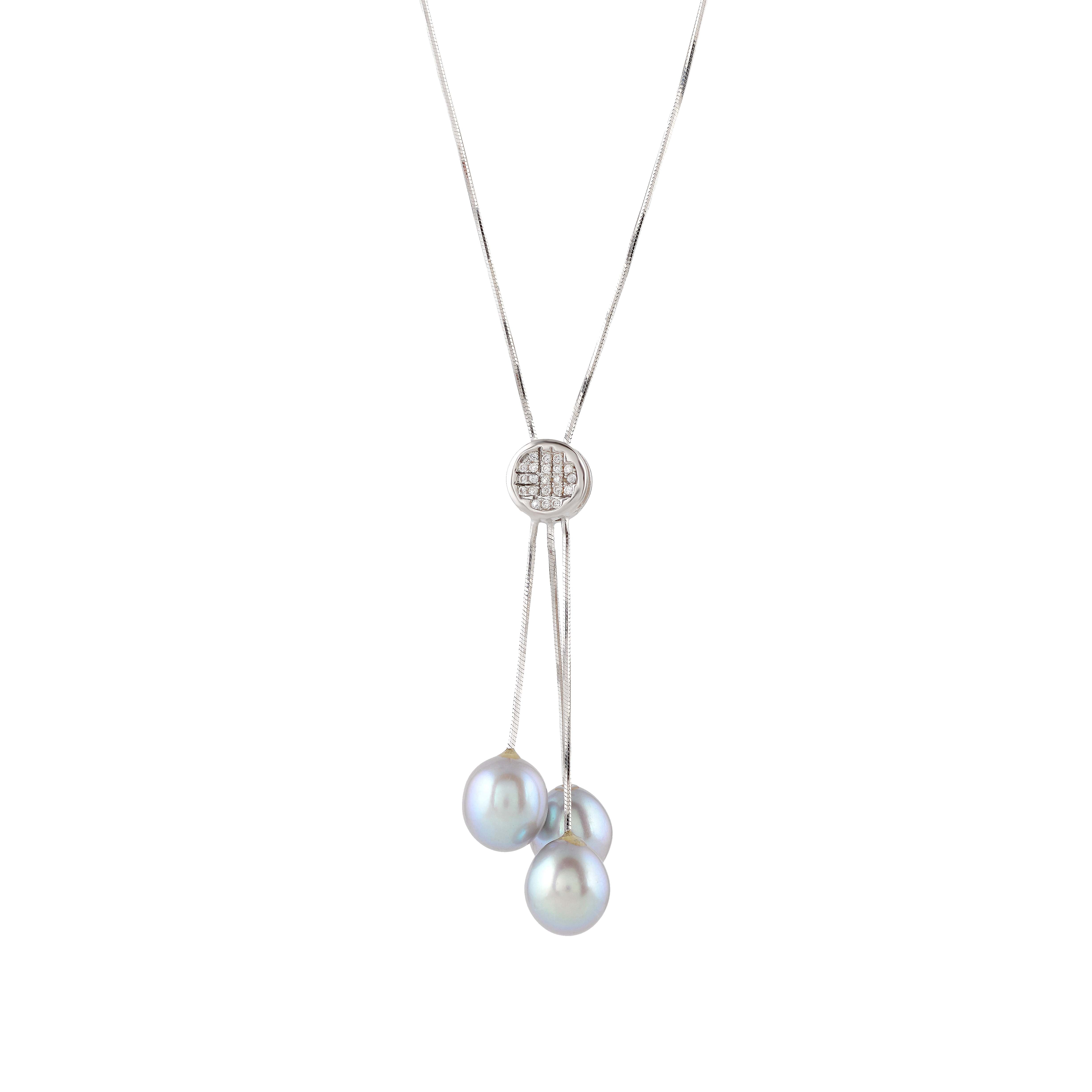 Cultured Freshwater Pearl Tear Drop Pendant Set - Krishna Jewellers Pearls and Gems