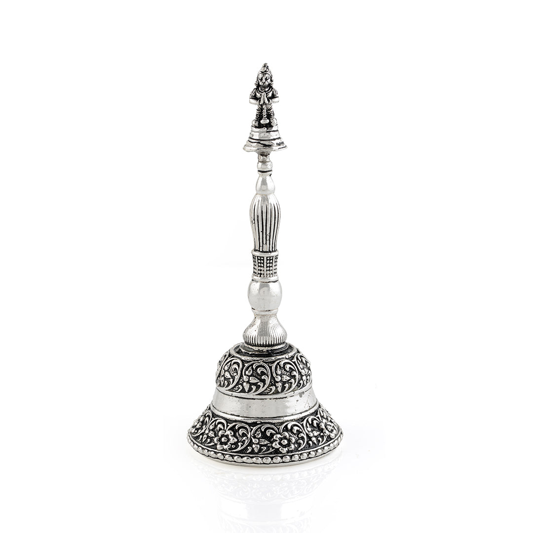 Anitque Silver Pooja Bell With Hanuman