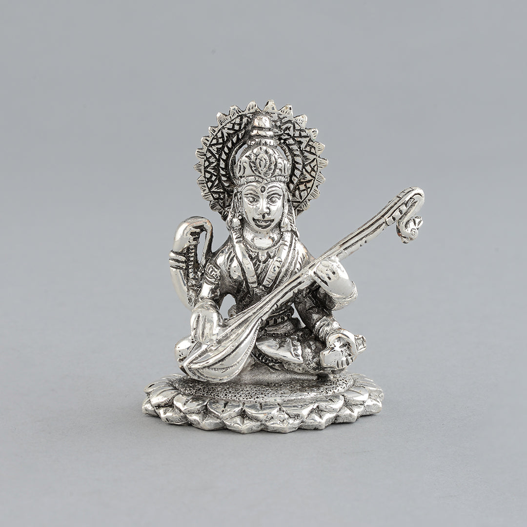 Maa Saraswati Idol in Silver - Krishna Jewellers Pearls and Gems