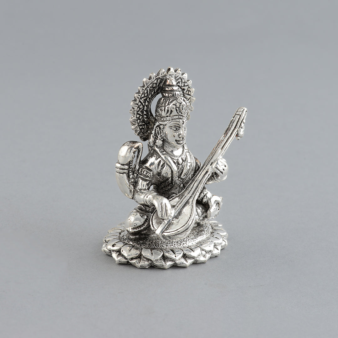 Maa Saraswati Idol in Silver