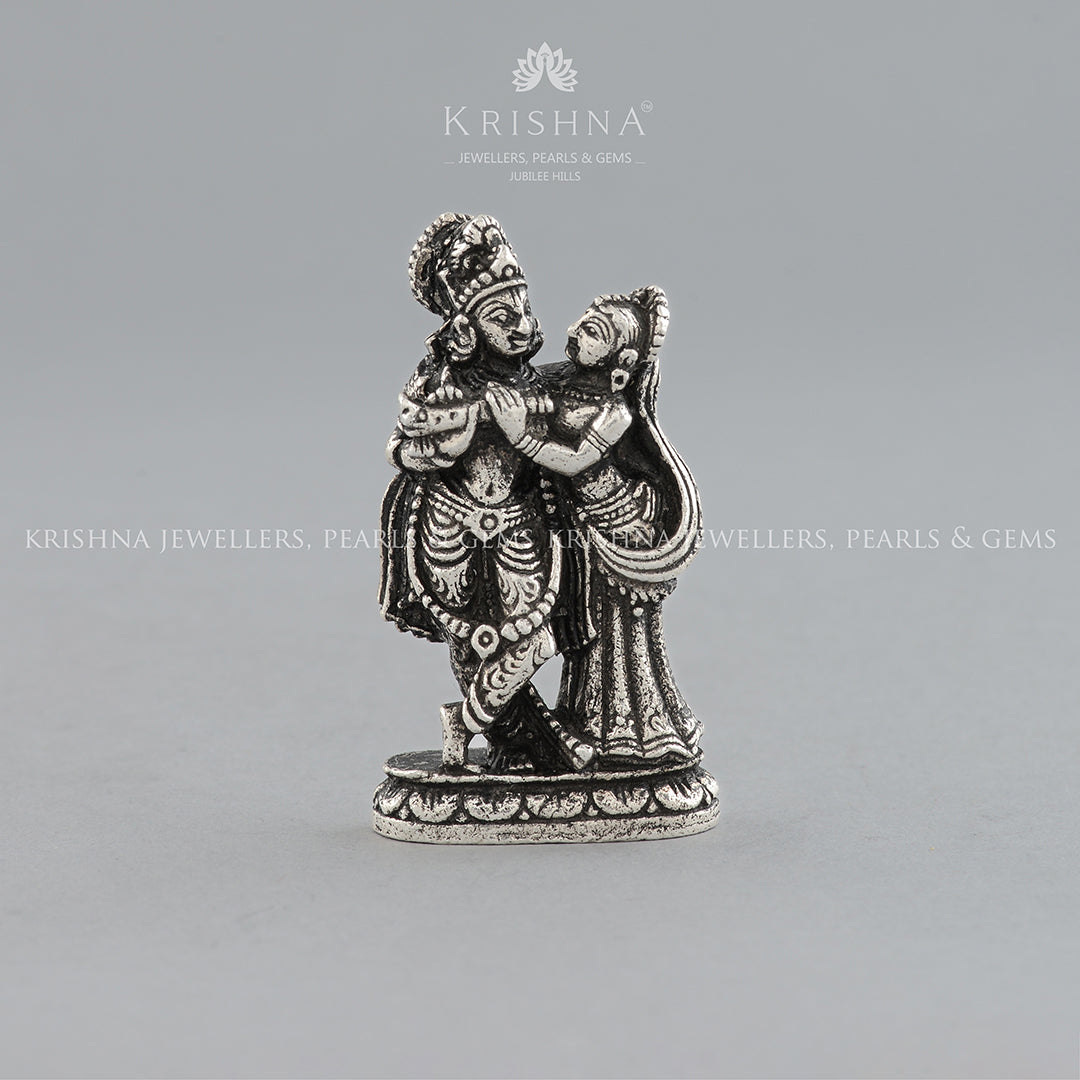 Radha Krishna Murti in Antique Silver