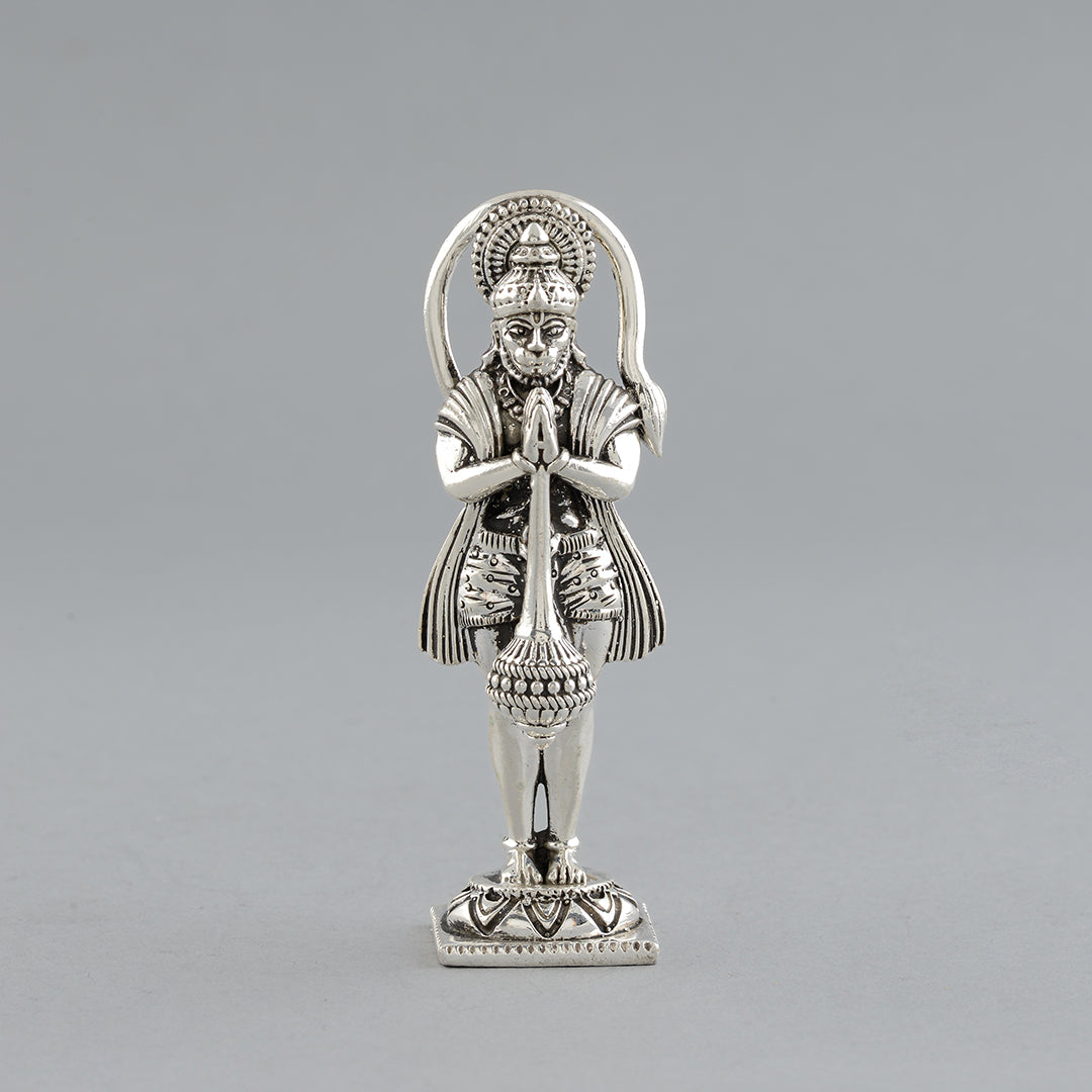 Lord Hanuman With Gada in Pure Silver