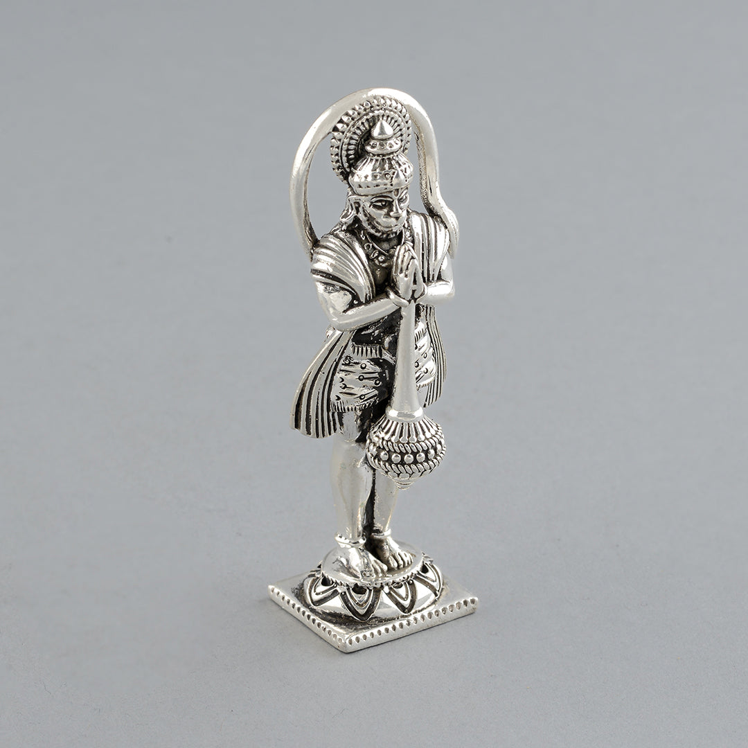 Lord Hanuman With Gada in Pure Silver