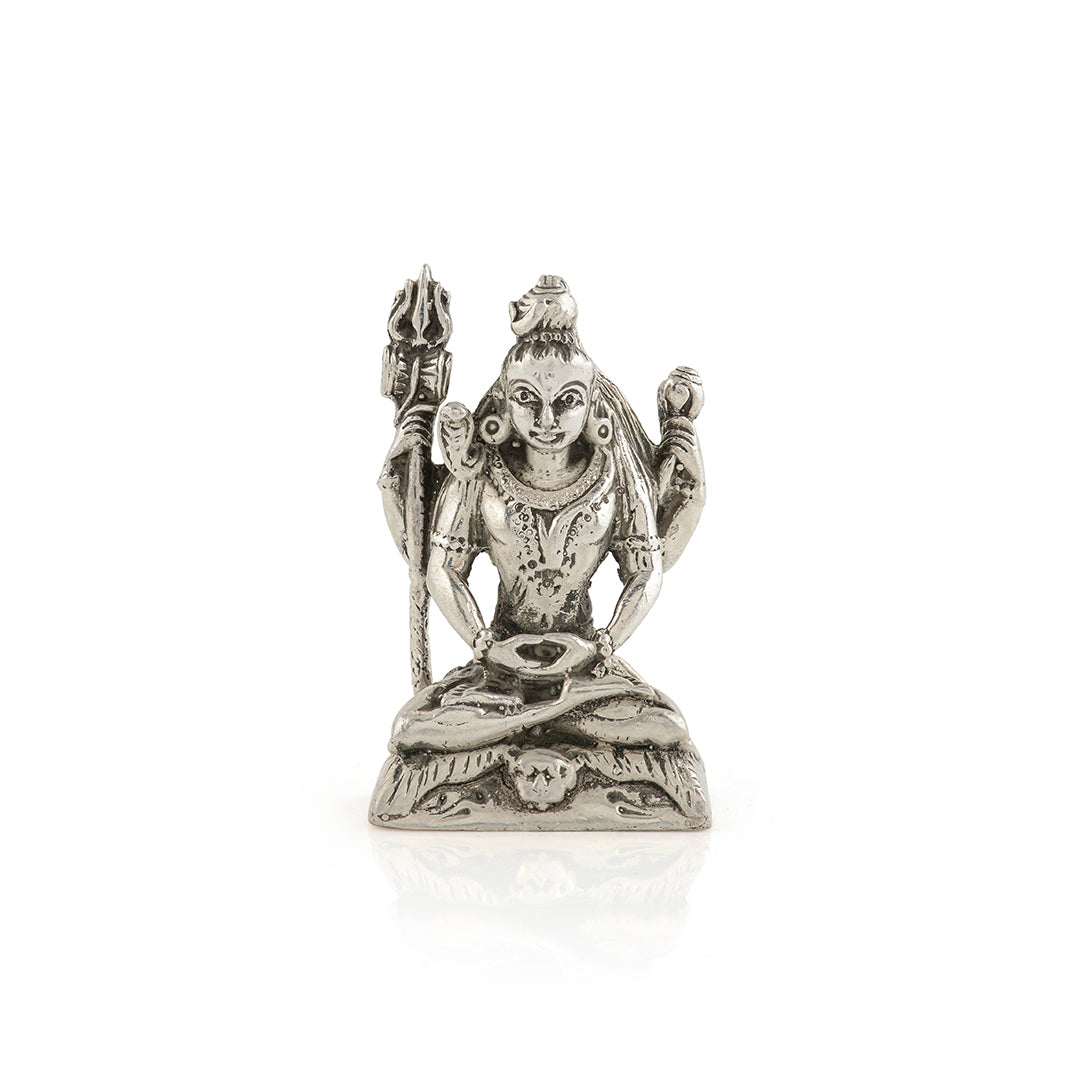 Meditative Lord Shiva Idol in Silver