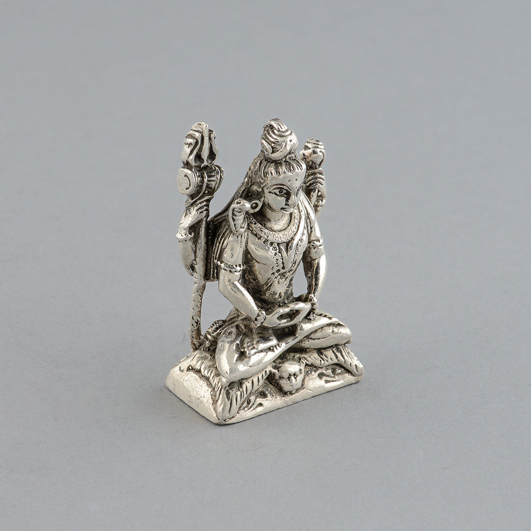 Meditative Lord Shiva Idol in Silver