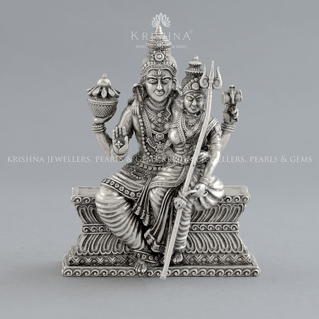 Shiva Parvati Murti in Pure Silver