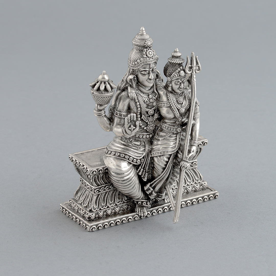 Shiva Parvati Murti in Pure Silver