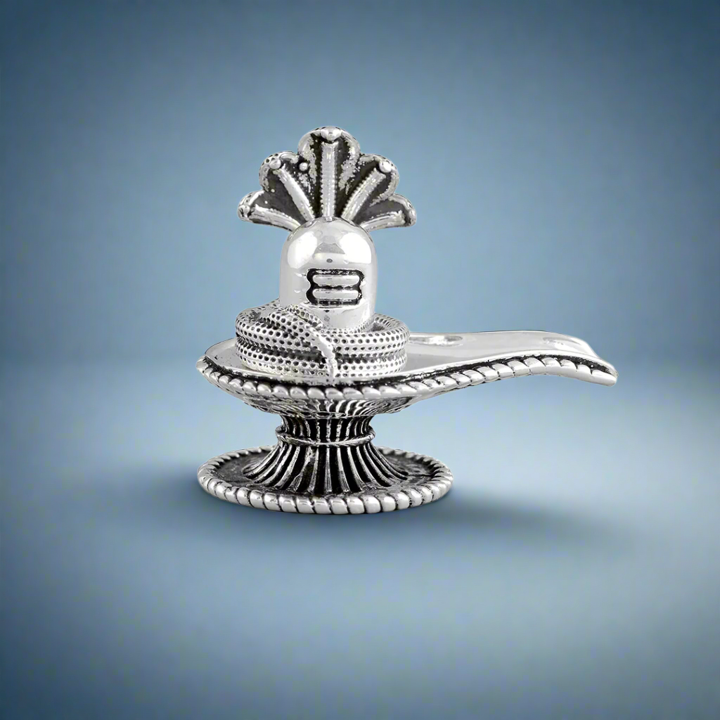 Divine Silver Shivling With Sheshnag