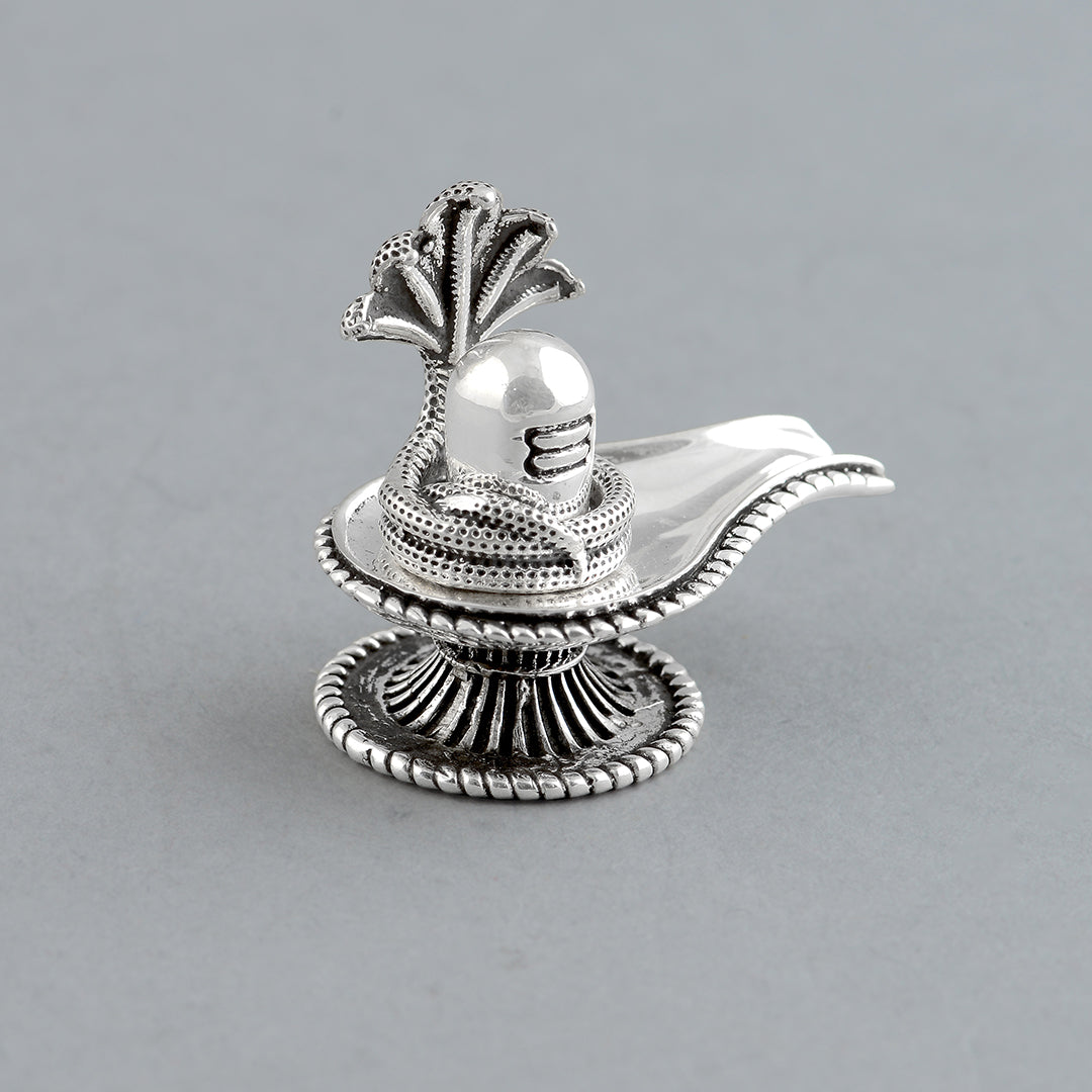 Divine Silver Shivling With Sheshnag