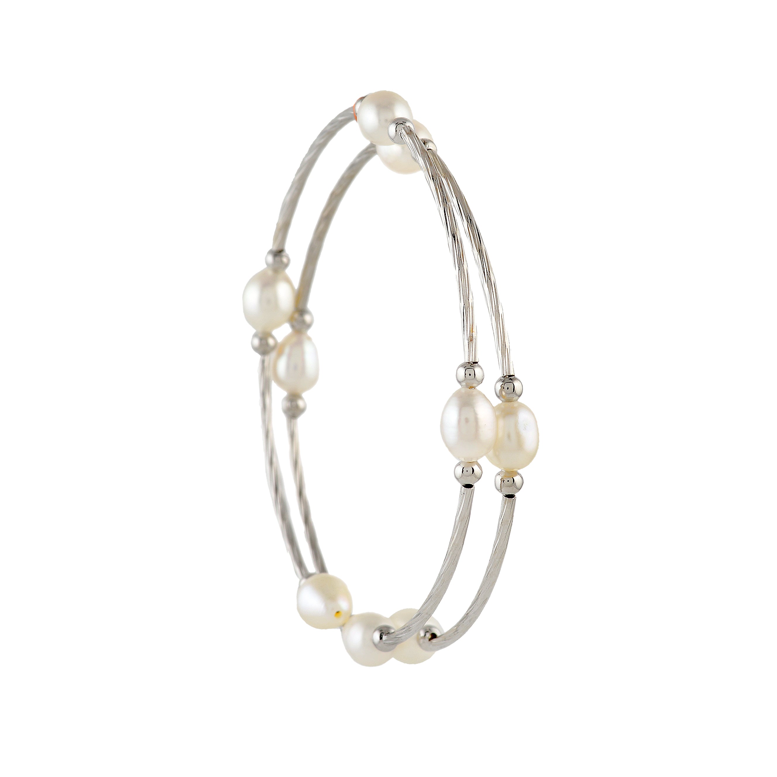 Freshwater White Pearl bracelet in Silver - Krishna Jewellers Pearls and Gems