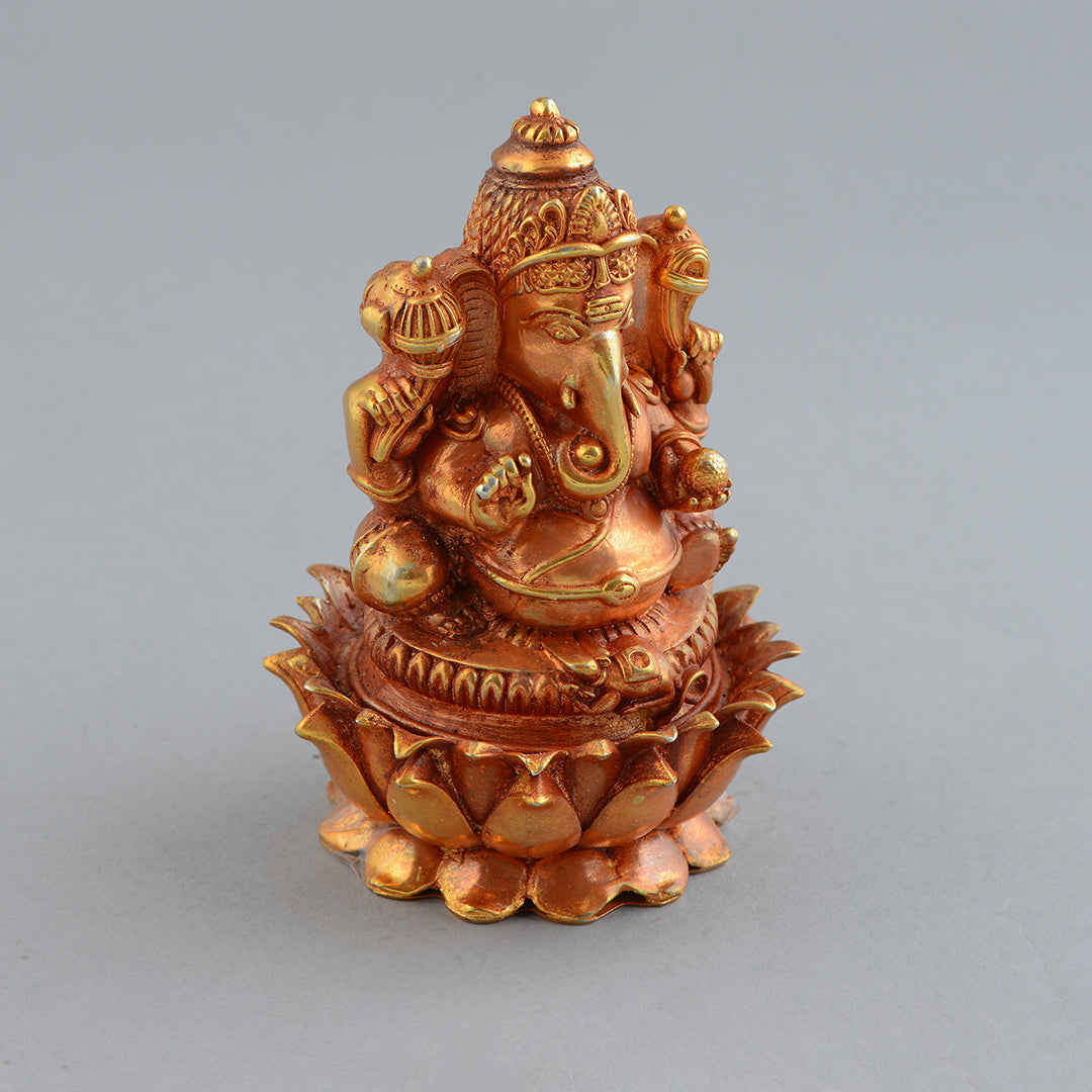 Pure Silver Ganesh Murti in Gold Finish