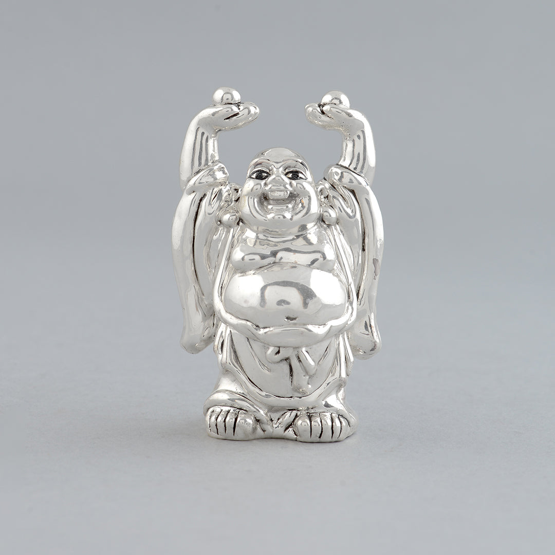Auric Silver Laughing Buddha