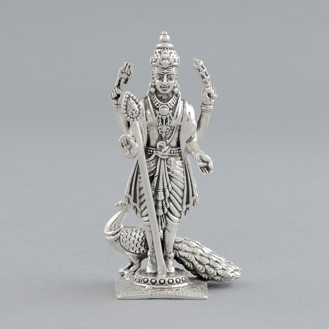 Silver Murugan Idol in Antique Finish