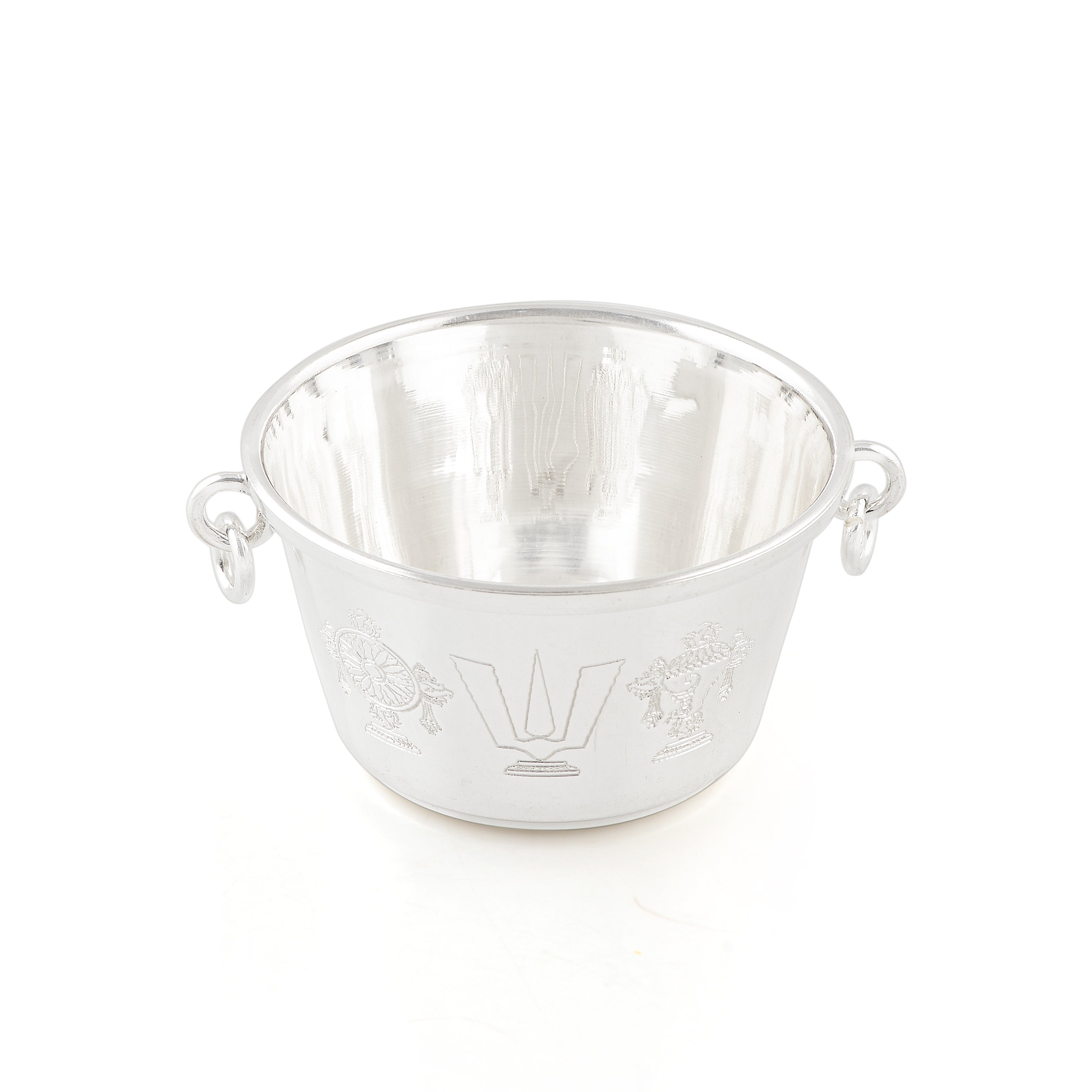 Silver Prasadam Bowl / Gangalam with Shanku, Chakra, Nama