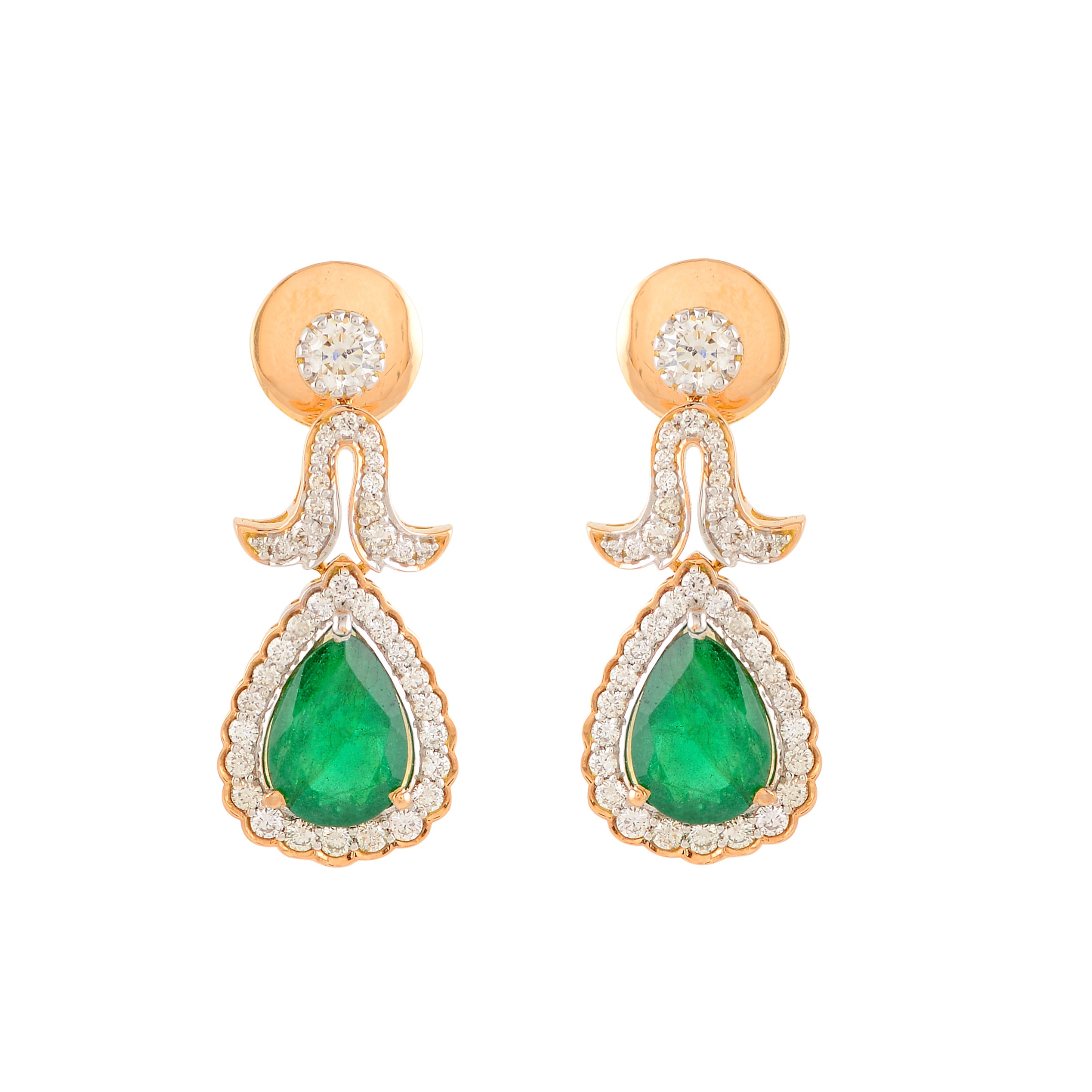 Long Earrings with Emerald Pear Drop