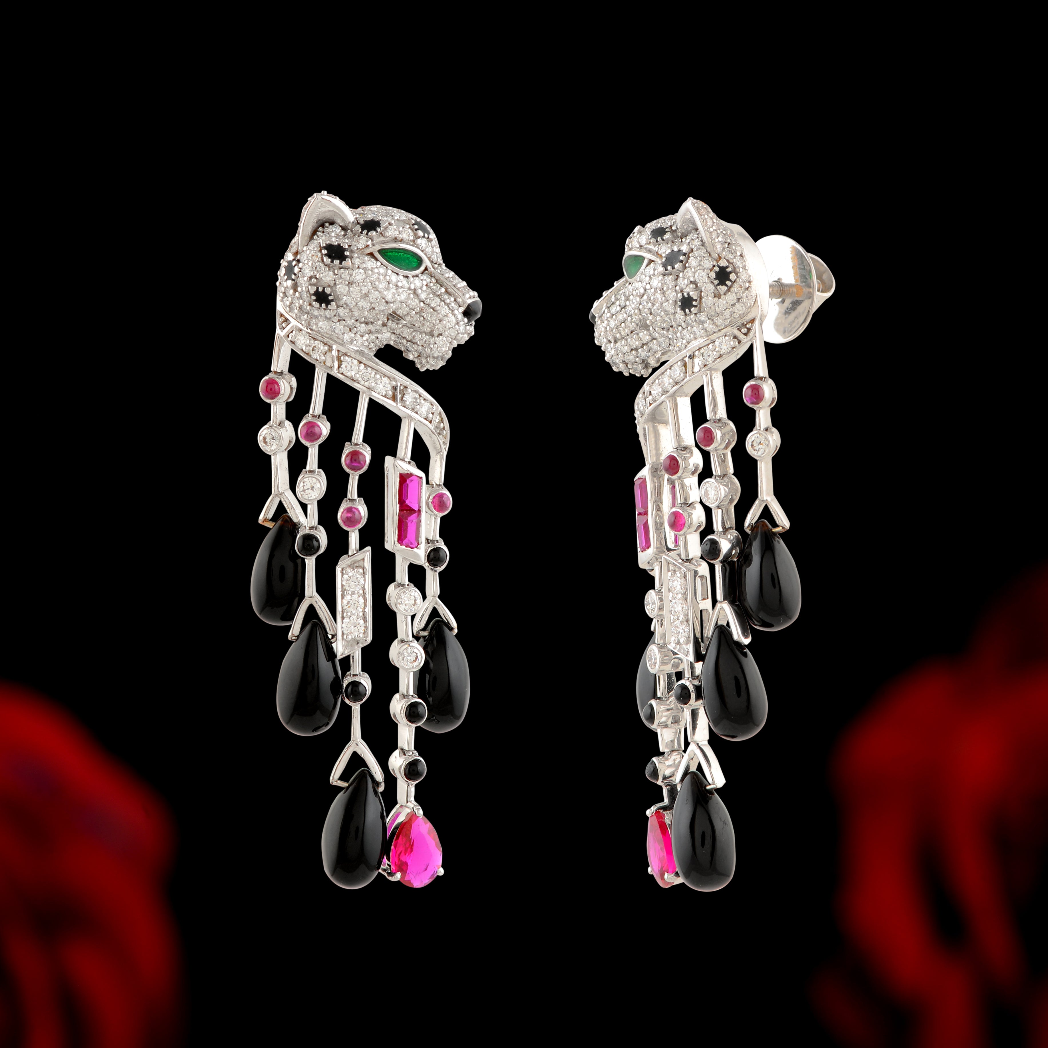 3D Leopard Face Dangling Earrings